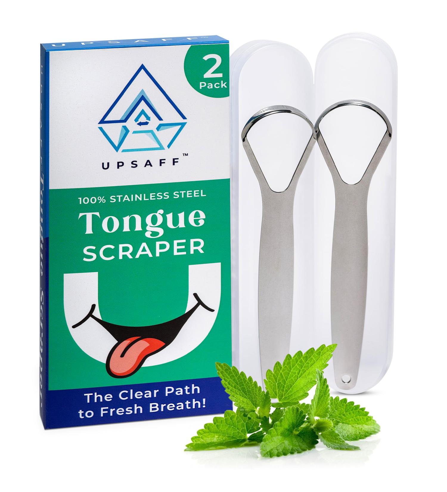 Stainless Steel Tongue Scraper for Adults - 2 Pack with Travel Cases | Fresh Breath & Easy Oral Hygiene - Buy Online on GoSupps.com