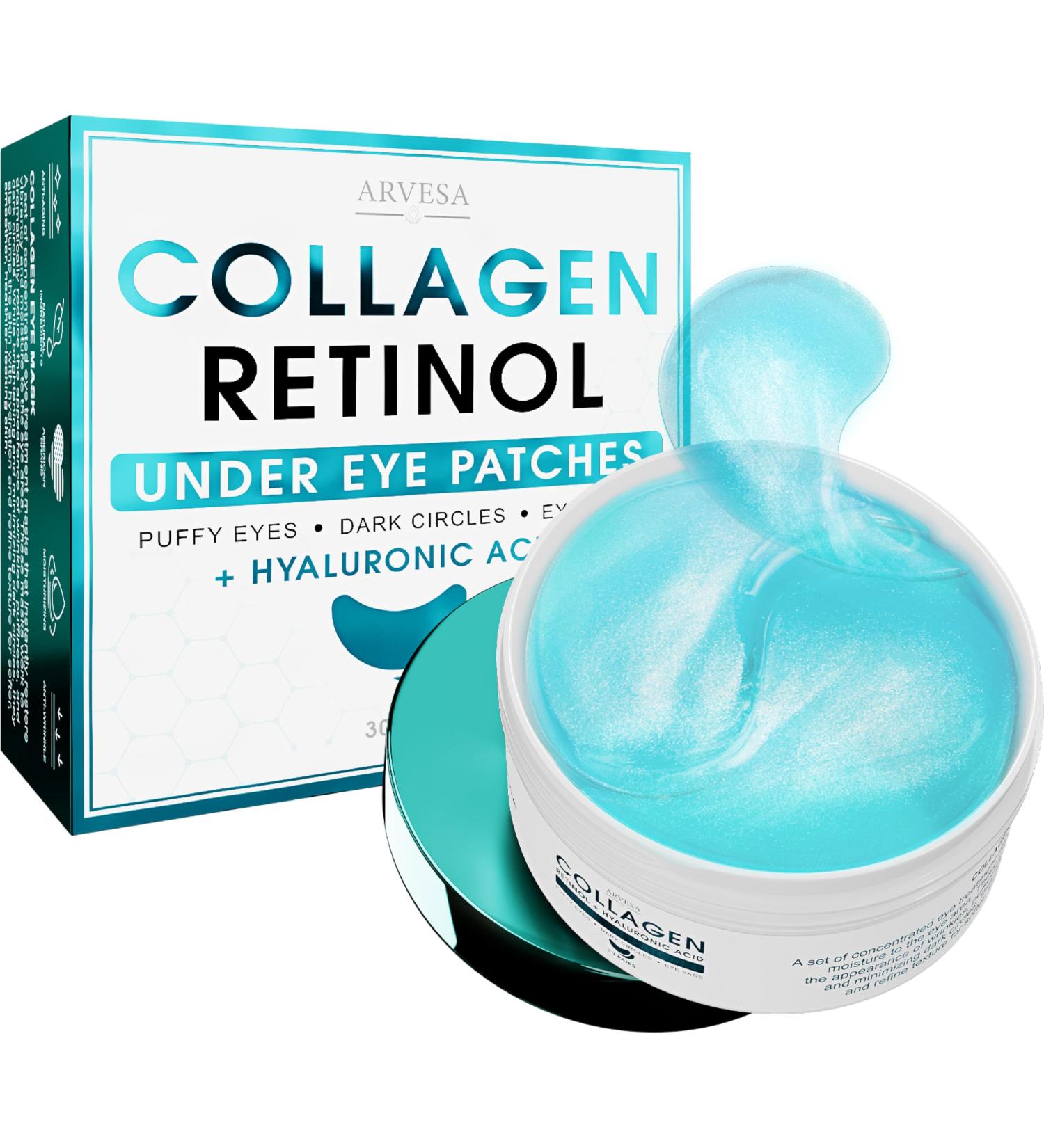 Retinol Collagen Under Eye Patches - Reduce Puffiness & Dark Circles | Anti-Aging Skin Treatment - 60 Gel Pads - Buy Online on GoSupps.com