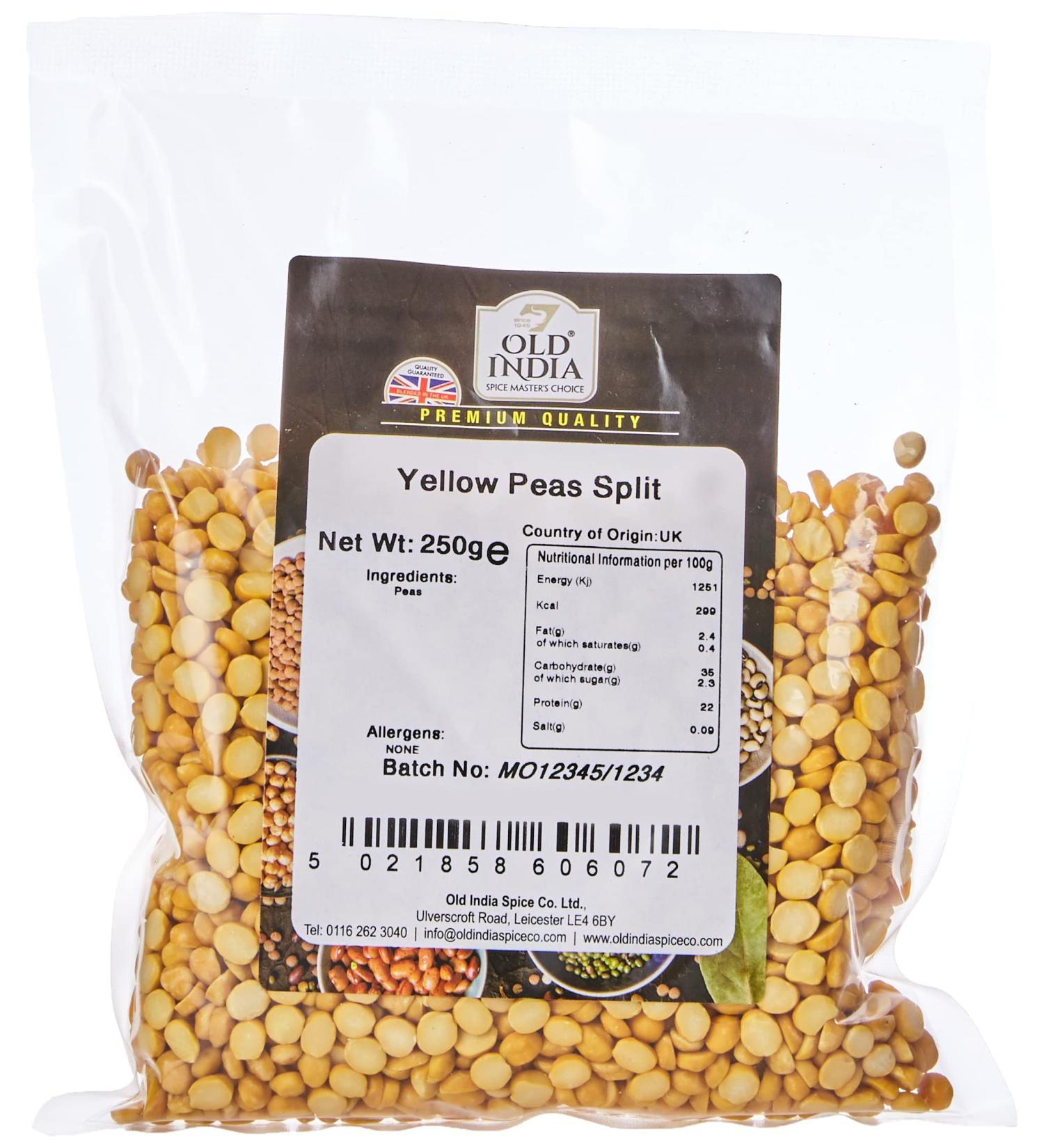Old India Yellow Split Peas 250g - Premium Quality Legumes for Cooking - Buy Online on GoSupps.com