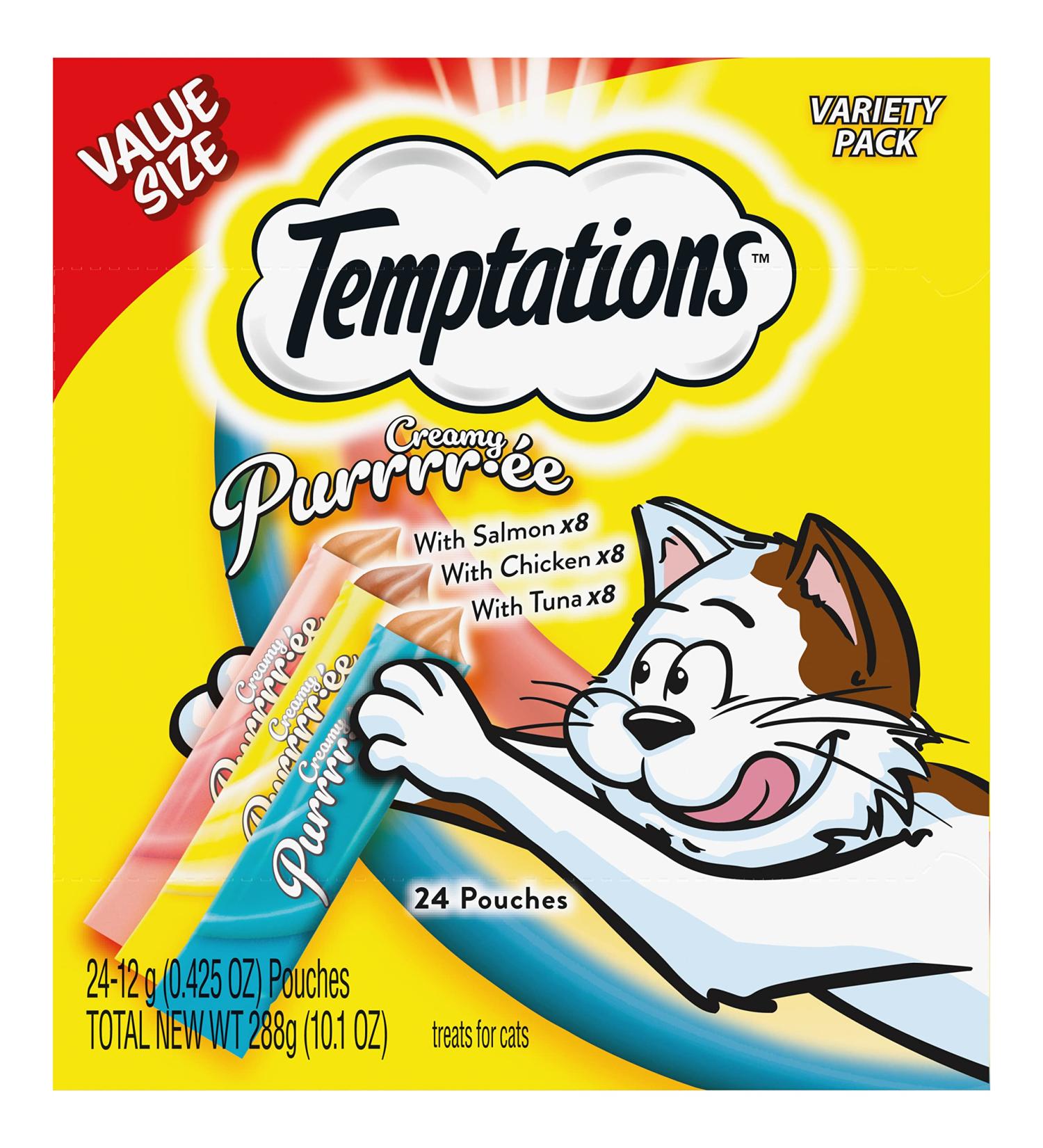 Temptations Cat Treats Variety Pack - Chicken, Salmon & Tuna - 0.425 oz (Pack of 24) - Buy Online on GoSupps.com
