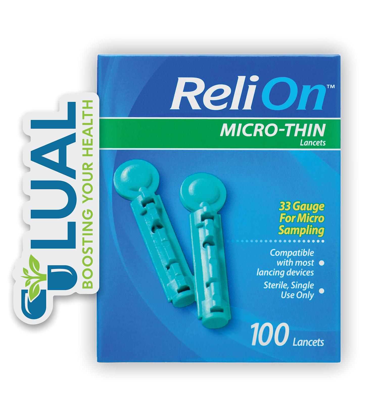Luall Sticker + ReliOn Micro-Thin Lancets 33-Gauge 100 Count - Diabetes Testing Lancets - Buy Online on GoSupps.com