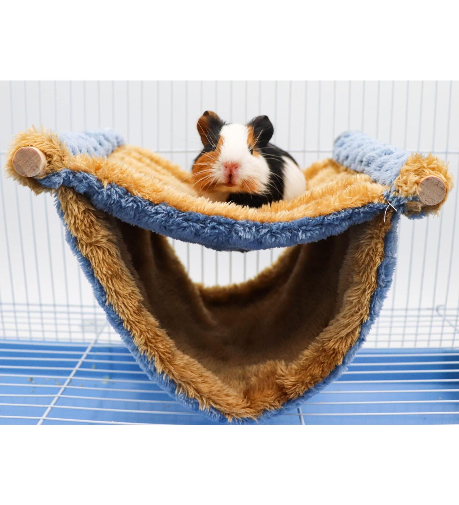 Dnoifne Fleece Winter Warm Rat Hammock Double Layer Hanging Birds Nest Bed with Warm Fleece Bird Cage Stand Perch Hideaway Cave Bed Tent Sleep Bed Cage Accessories for Rat Guinea Pig Chinchilla Blue - Buy Online on GoSupps.com