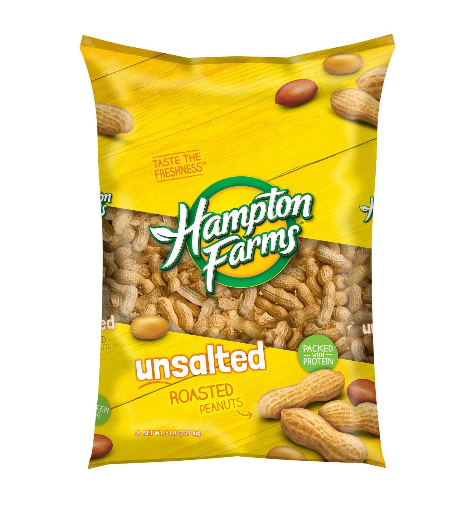Hampton Farms Unsalted Roasted In-Shell Peanuts, 5 lbs. (pack of 2) - SET OF 4