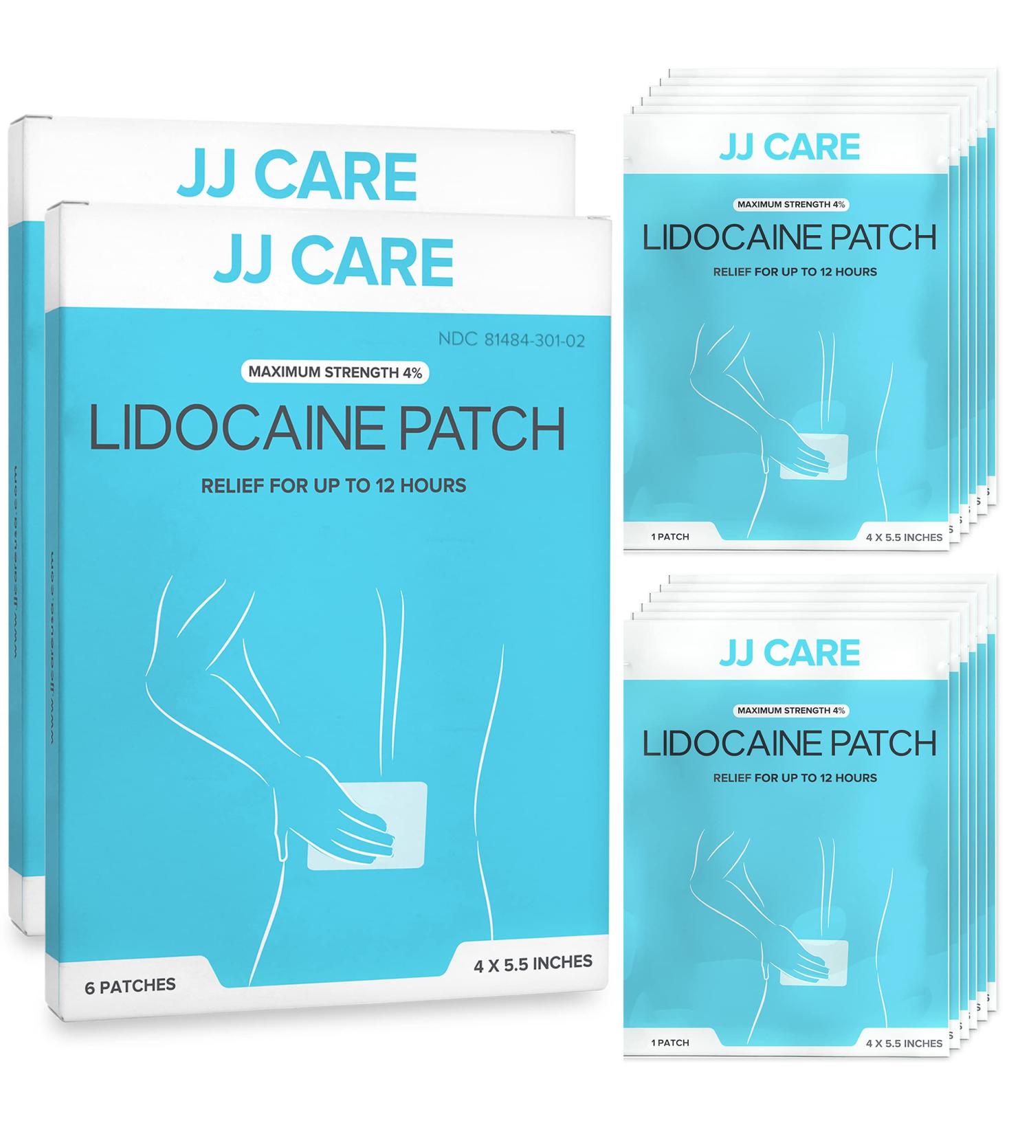 JJ CARE Lidocaine Patches Maximum Strength - Pack of 12 for Back, Shoulder & Body Pain Relief - Buy Online on GoSupps.com
