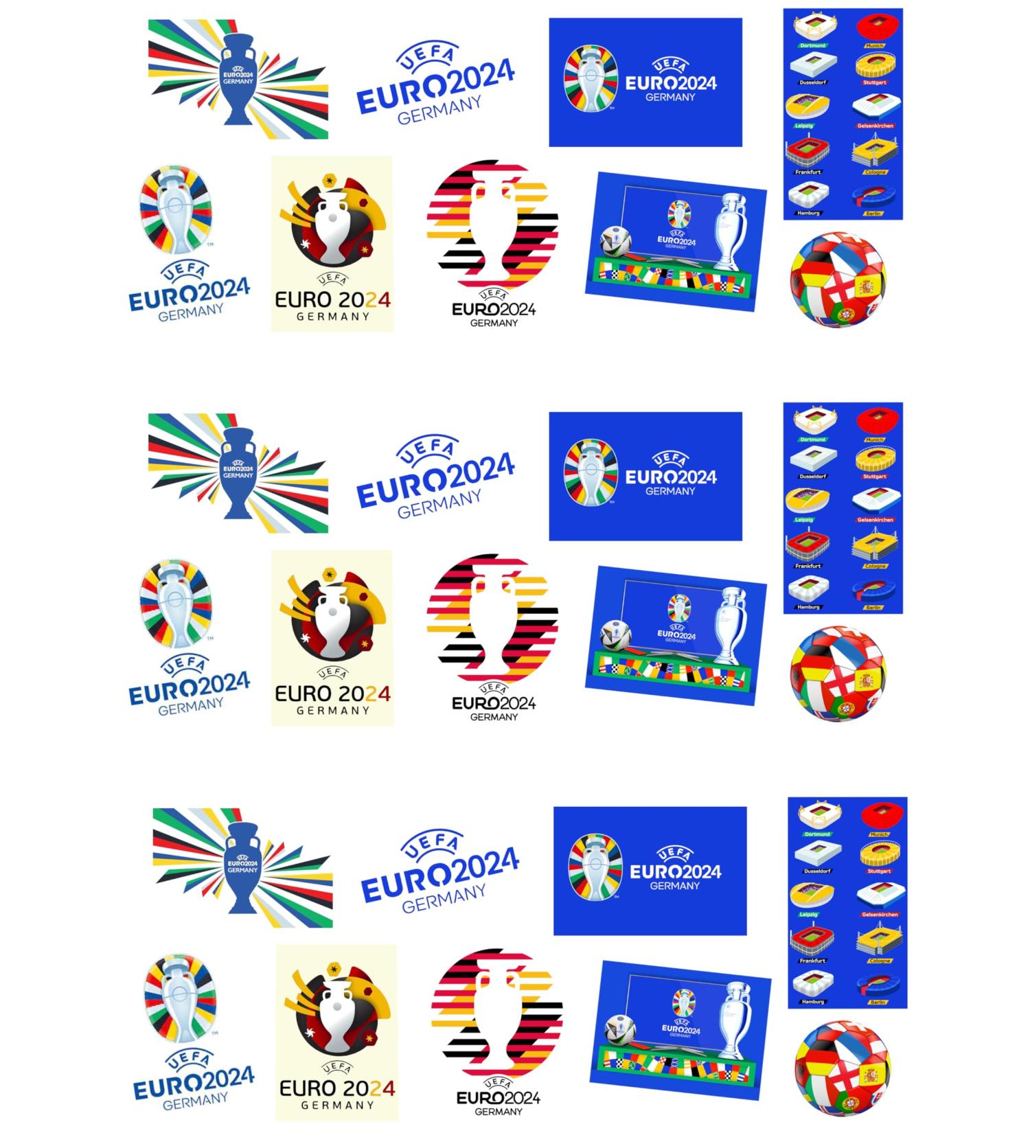 27 Stand Up Football 2024 Euros Germany Themed Edible Wafer Paper Cake Toppers Decorations