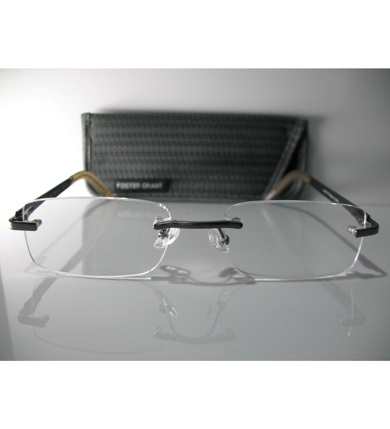 Buy Foster Grant Blake Gunmetal Gray Rimless Men's Reading Glasses +3.00 | Free Hard Case & Microfiber Cloth - International Shipping Available - Buy Online on GoSupps.com