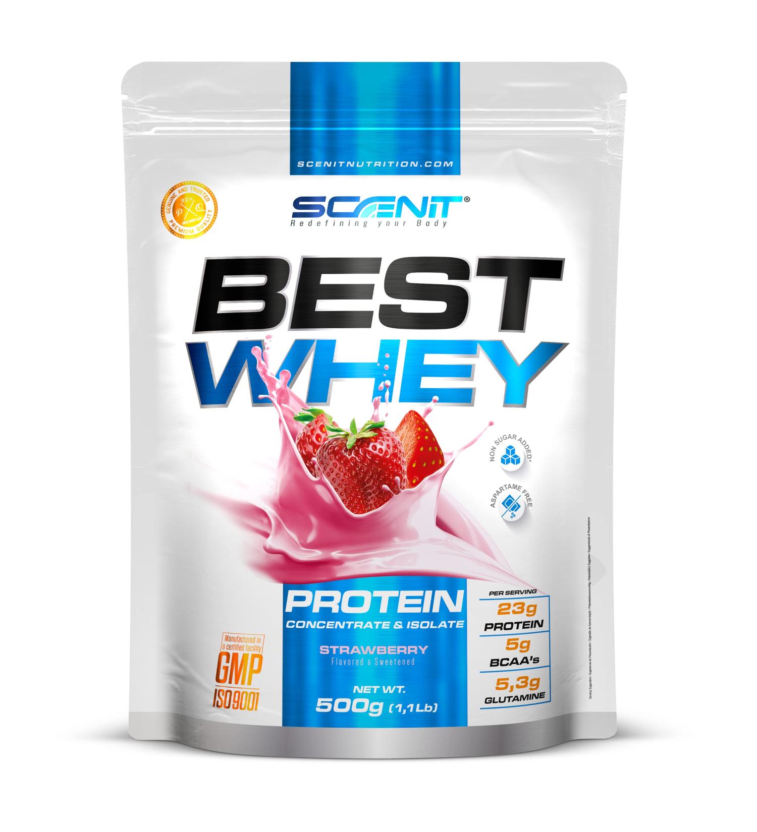 Whey Protein - Best Whey Protein - Bodybuilding Proteins - Whey Protein - Whey Protein Isolate Whey Protein & Concentrate - Whey Isolate & Concentrate - 500g (Strawberry)