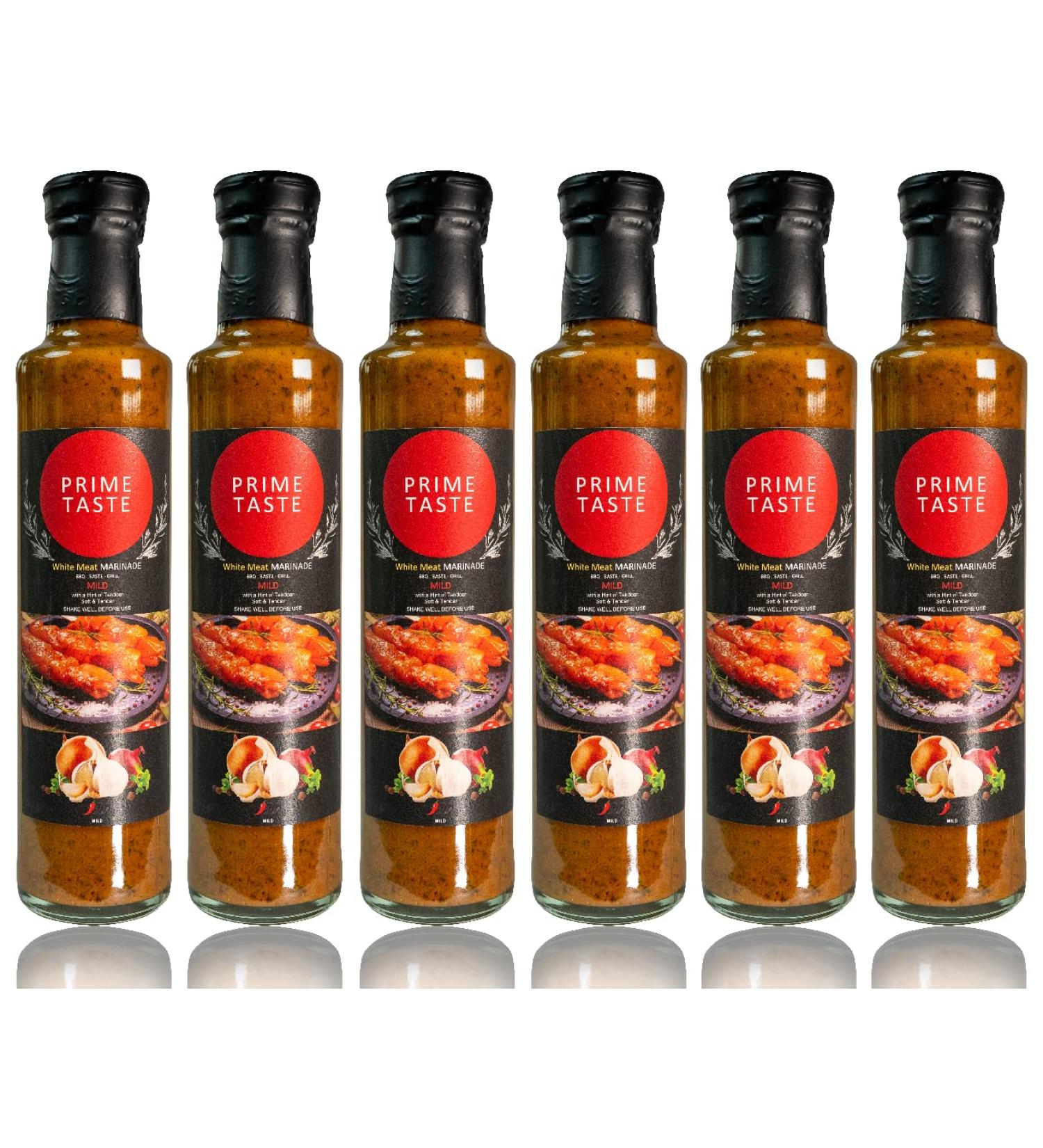 Defence 6 x Prime Taste - Rich BBQ White Meat Marinade Sauce - Chicken Meat or Vegetables - Vegetarian Sauce - Fresh Ingredients - Pack of 6 x 250g - Buy Online on GoSupps.com
