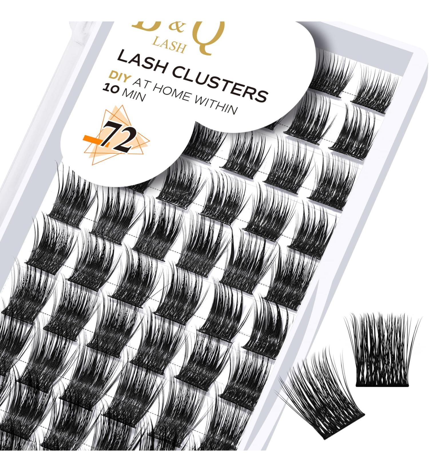 14mm D-Curl B&Q Lash Clusters - 72 Natural Individual Eyelash Extensions for DIY Soft and Fluffy Cluster Lashes - B21 D-14mm - Buy Online on GoSupps.com