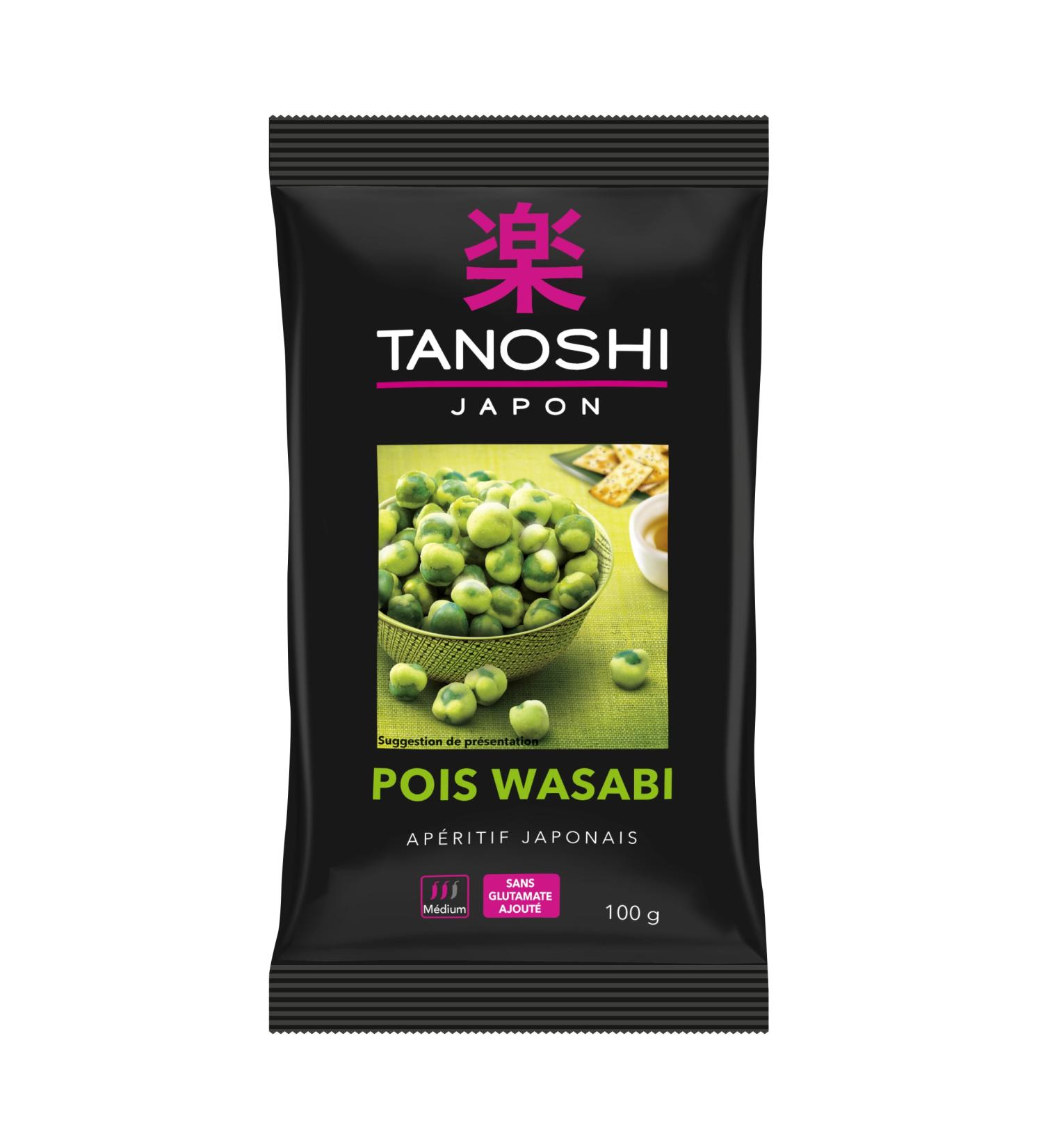 TANOSHI TANOSHI - Wasabi Peas - Japanese Appetizer - Spicy Flavor - No Added MSG - 100g Pack