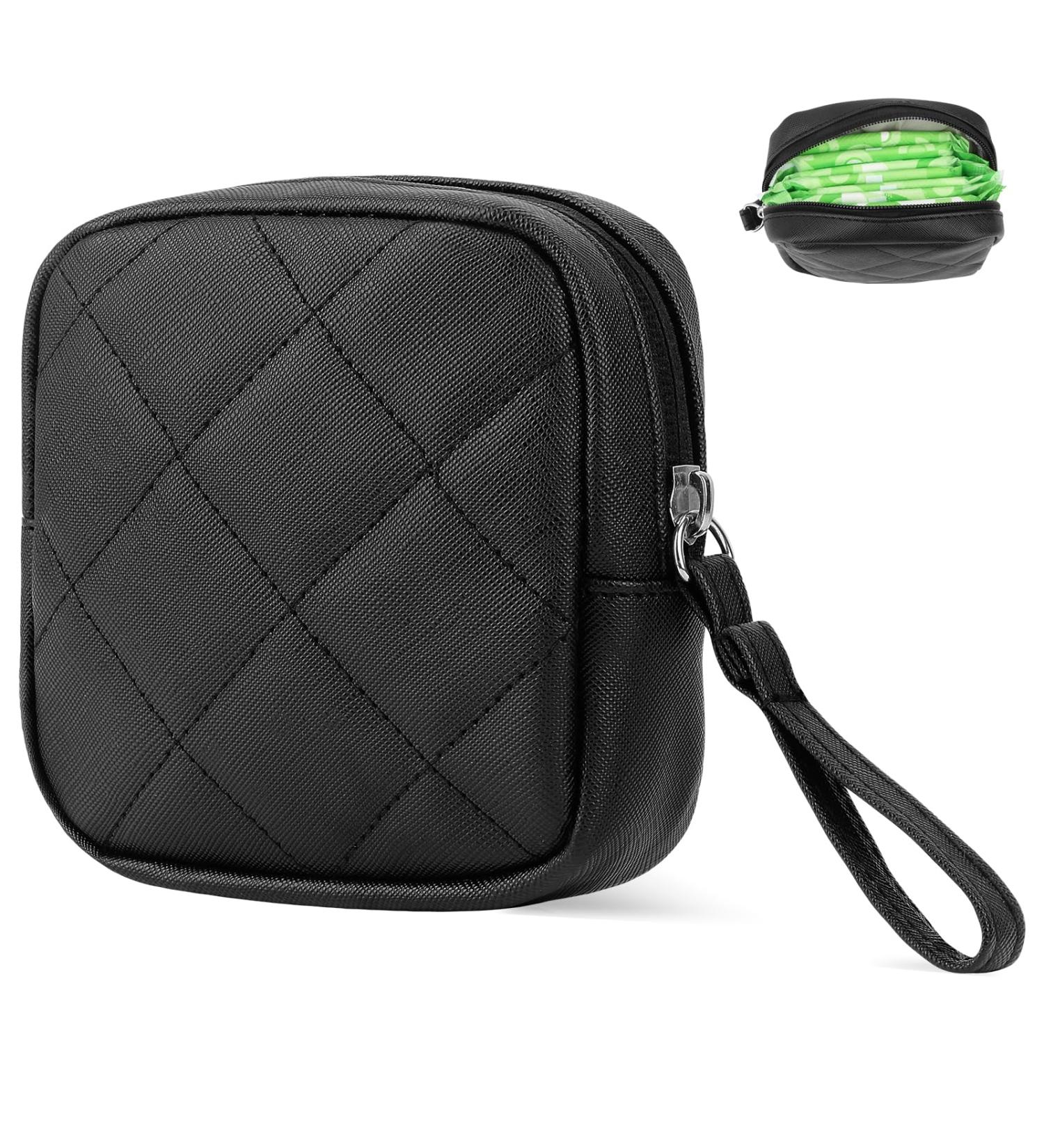 Likesing Sanitary Napkins Storage Bag - Portable Period Kit for Women - Tampon Holder Purse - Leather Menstrual Pouch - Black - Buy Online on GoSupps.com