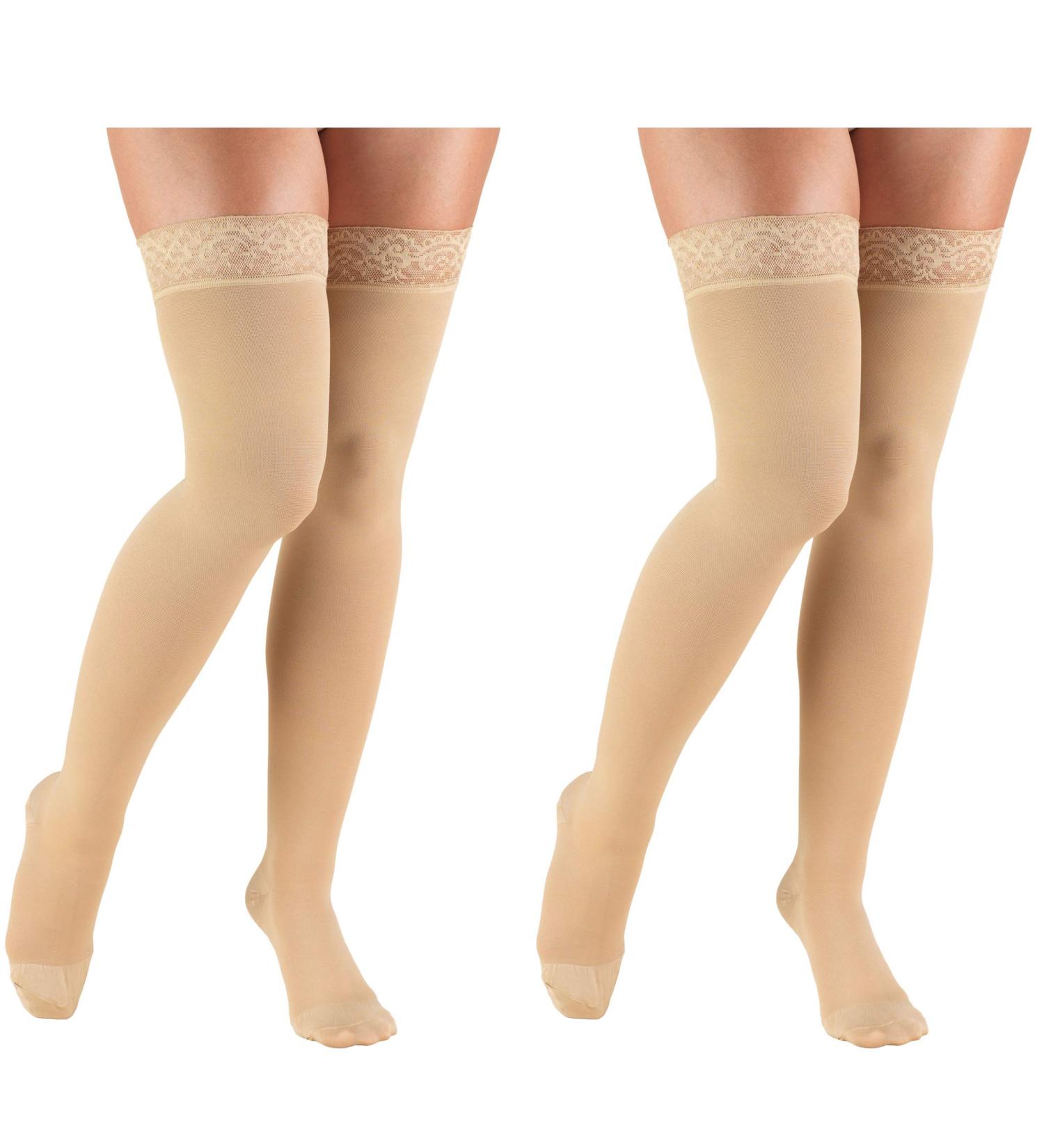 Truform Compression Thigh High Lace Top Stockings 20-30 mmHg - Beige Small (Pack of 2) - International Shipping Available - Buy Online on GoSupps.com
