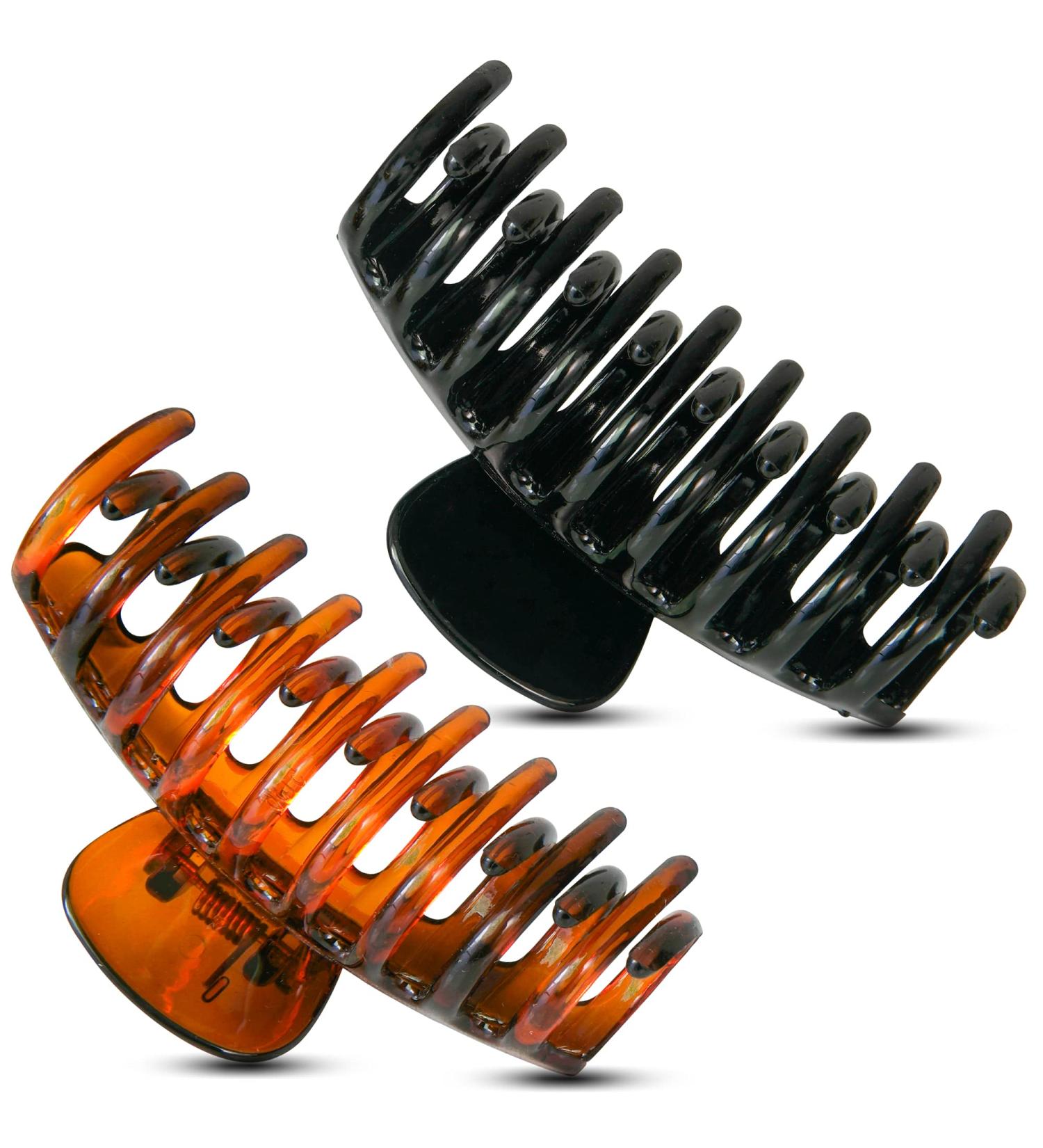 2PCS Non-Slip Hair Claw Clips Set for Women & Girls - Strong Hold, Fine Hair Grip in Black/Brown - Buy Online on GoSupps.com