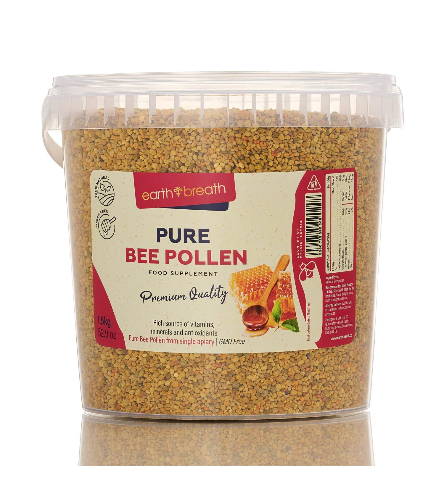 Earthbreath Bee Pollen Granules 1.5 kg - Pure Raw Natural Immunity Support - No Artificial Additives - Healthy Boost (Pack of 1) - Buy Online on GoSupps.com