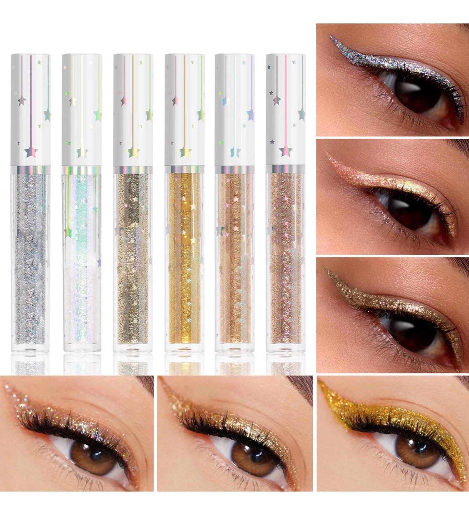 Leryveo Liquid Glitter Eyeliner Liquid Glitter Eyeliners Eye Makeup Set 6 Colors Waterproof Eyeliner Pencil Long Lasting Glitter Eye Pencil  - Buy Online on GoSupps.com