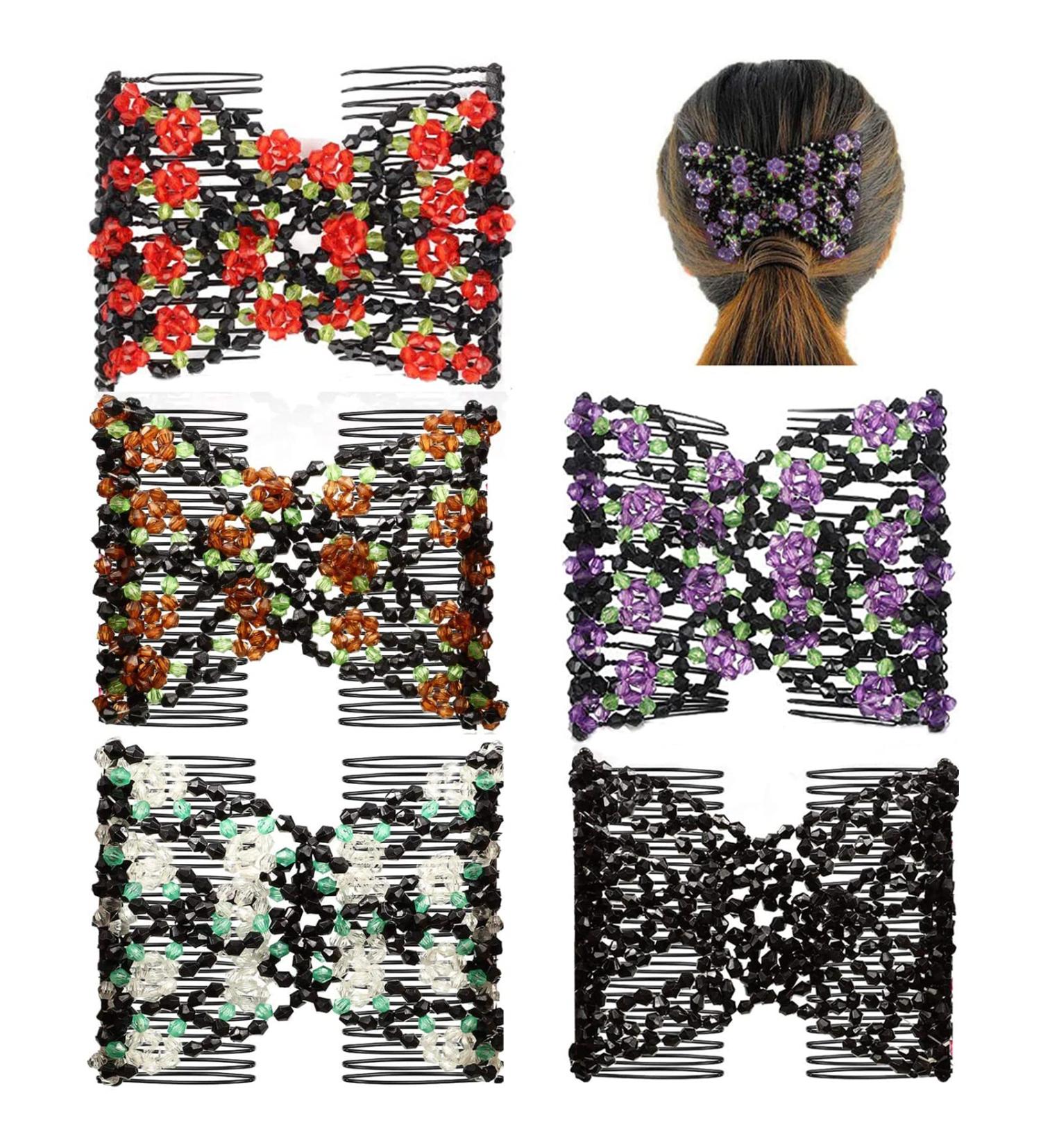 Magic Hair Clip - Double Stretch Hair Combs for Thick/Thin Hair - 5 Pack for DIY Hairstyles | Women & Girls - Buy Online on GoSupps.com