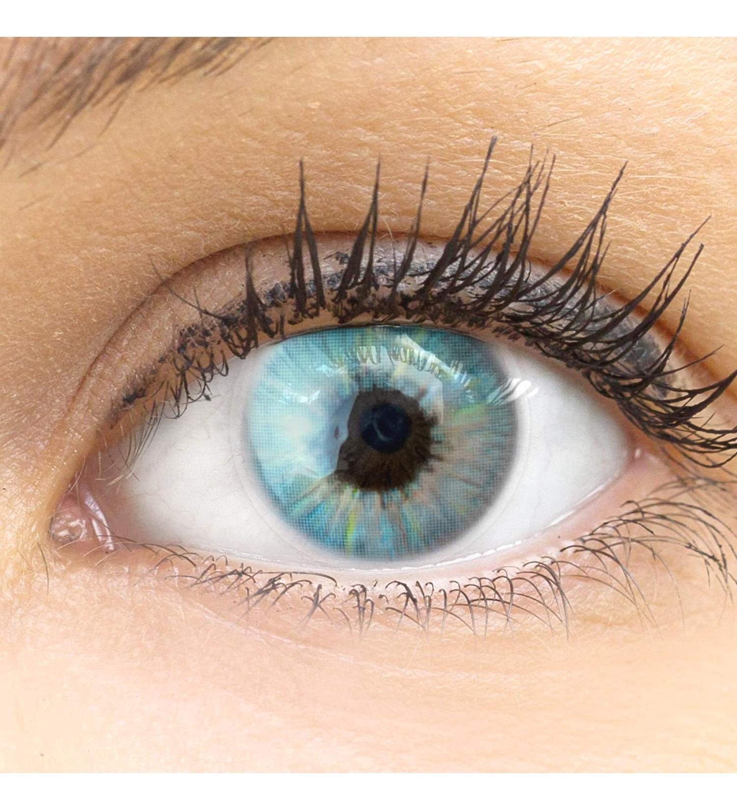 Buy Glamlens Sevilla Blue Contact Lenses Natural Colored Silicone Hydrogel | Strong Coverage | Dia 14.50 | 1 Pair (2 Pieces) - Buy Online on GoSupps.com