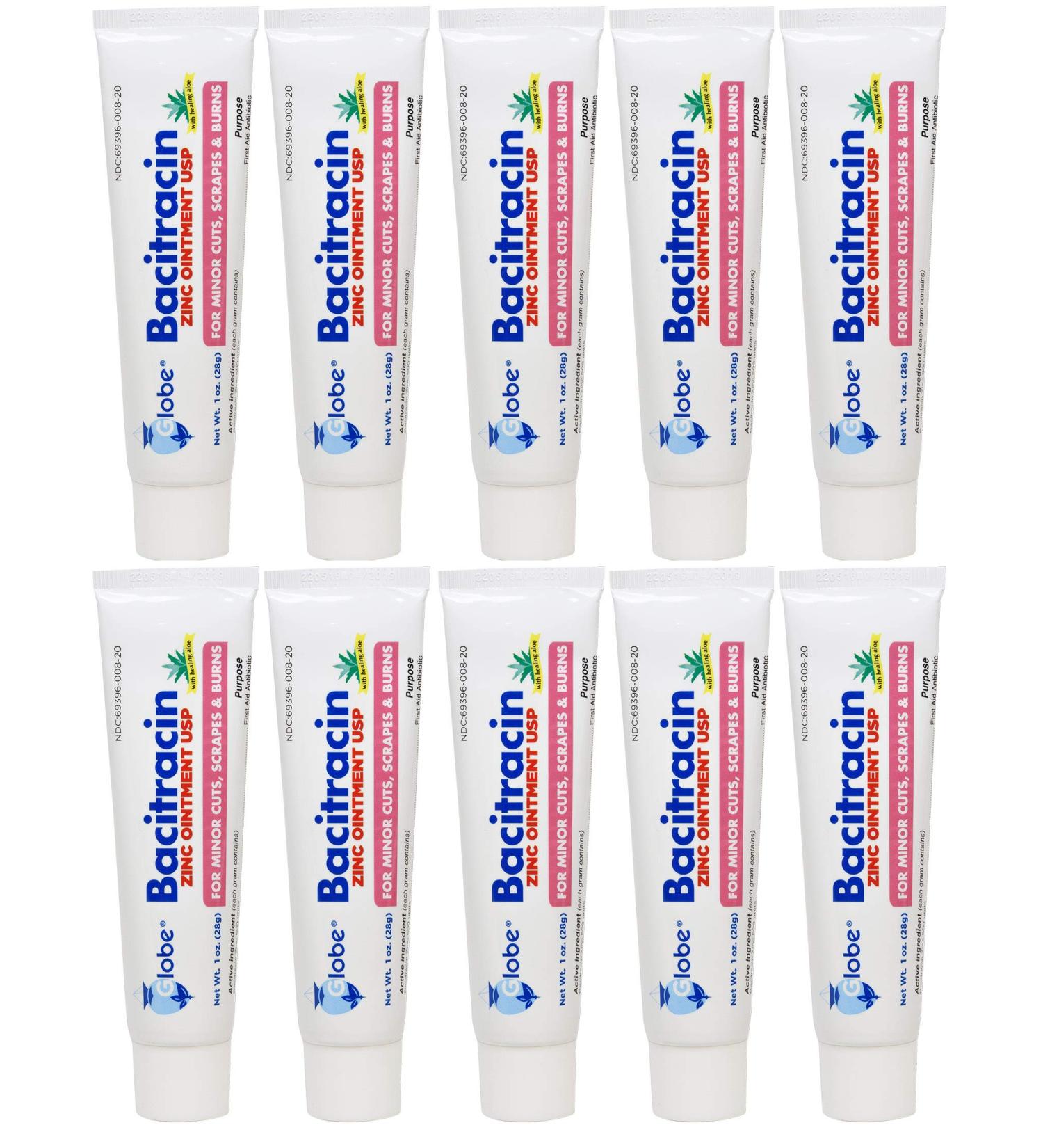 Bacitracin Zinc Ointment 1 oz - Antibiotic First Aid Supplies - Maximum Healing Power - Prevents Infection - 10 Pack - Buy Online on GoSupps.com