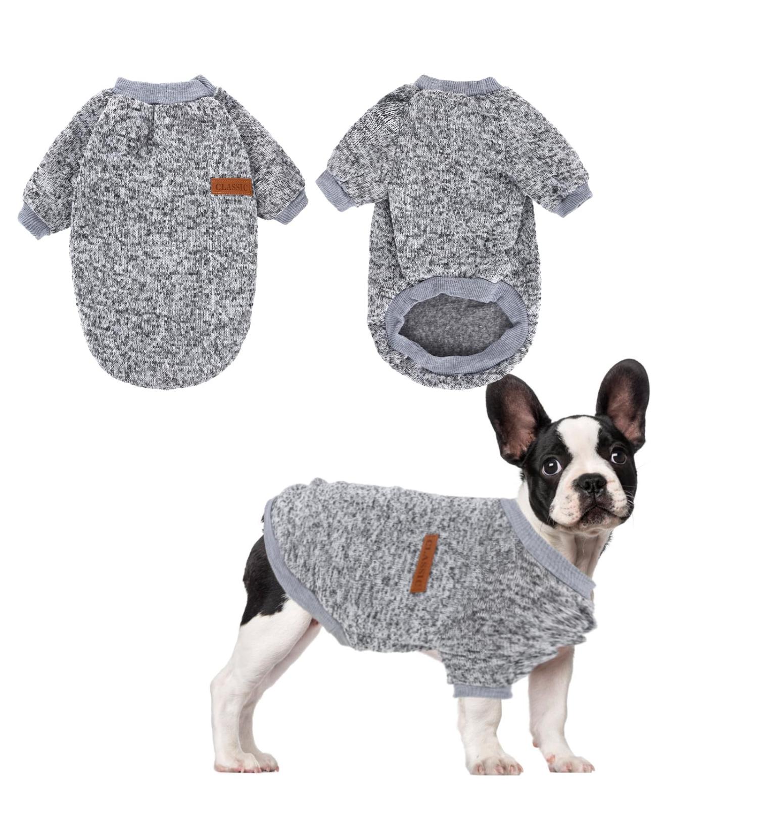 Buy Cozy Gray Dog Sweater for Small & Medium Breeds - Fleece Hoodie for Winter | Perfect for Corgis Bulldogs Bichons - 35cm - Buy Online on GoSupps.com