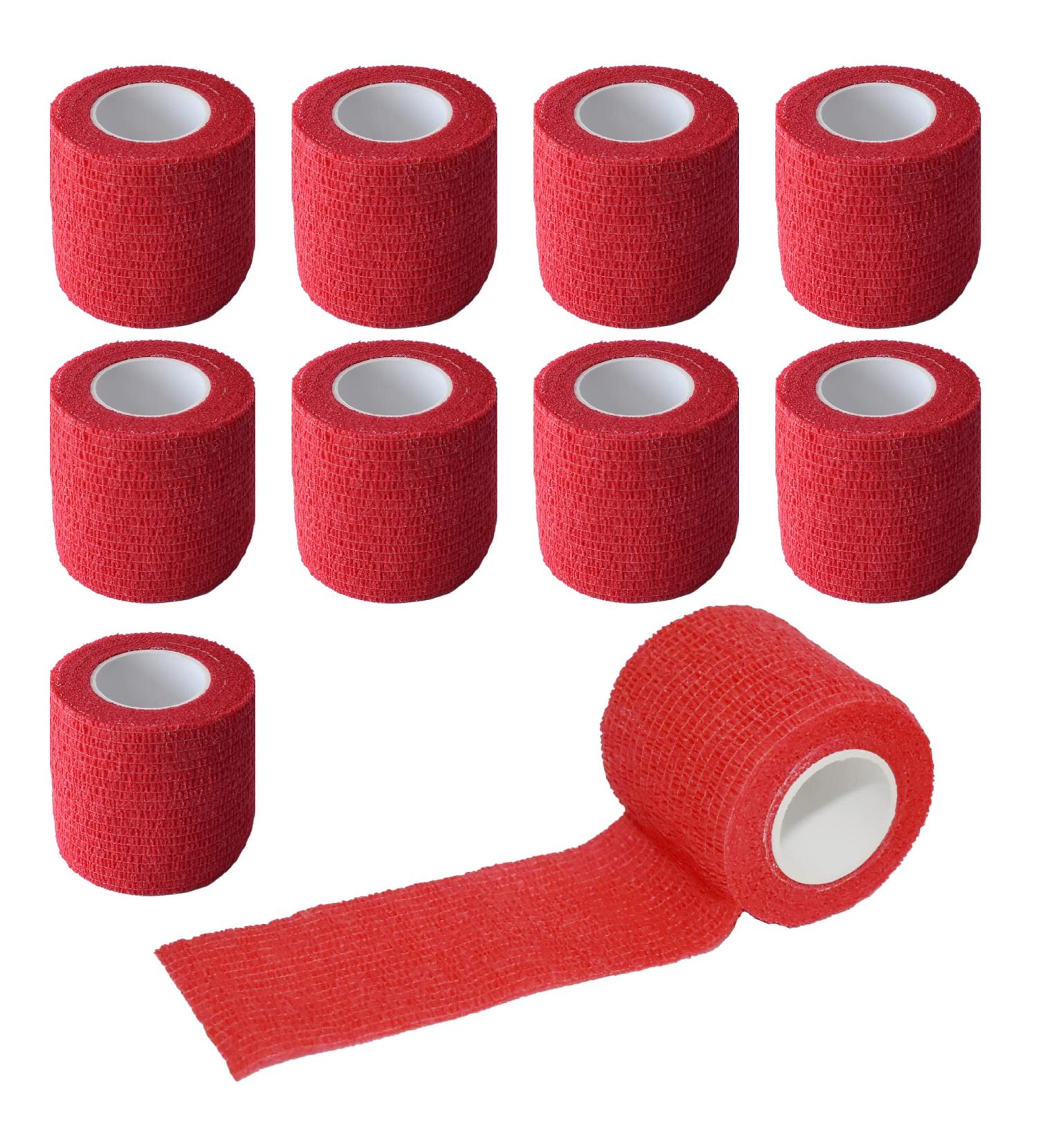 Gondiane 9 Pack 2 x 5 Yards Self Adhesive Bandage Wrap Self Stick Wrap for Ankle Wrist Finger Sports Breathable Cohesive Vet Tape for Pets (Red) 2 Inch Red - Buy Online on GoSupps.com