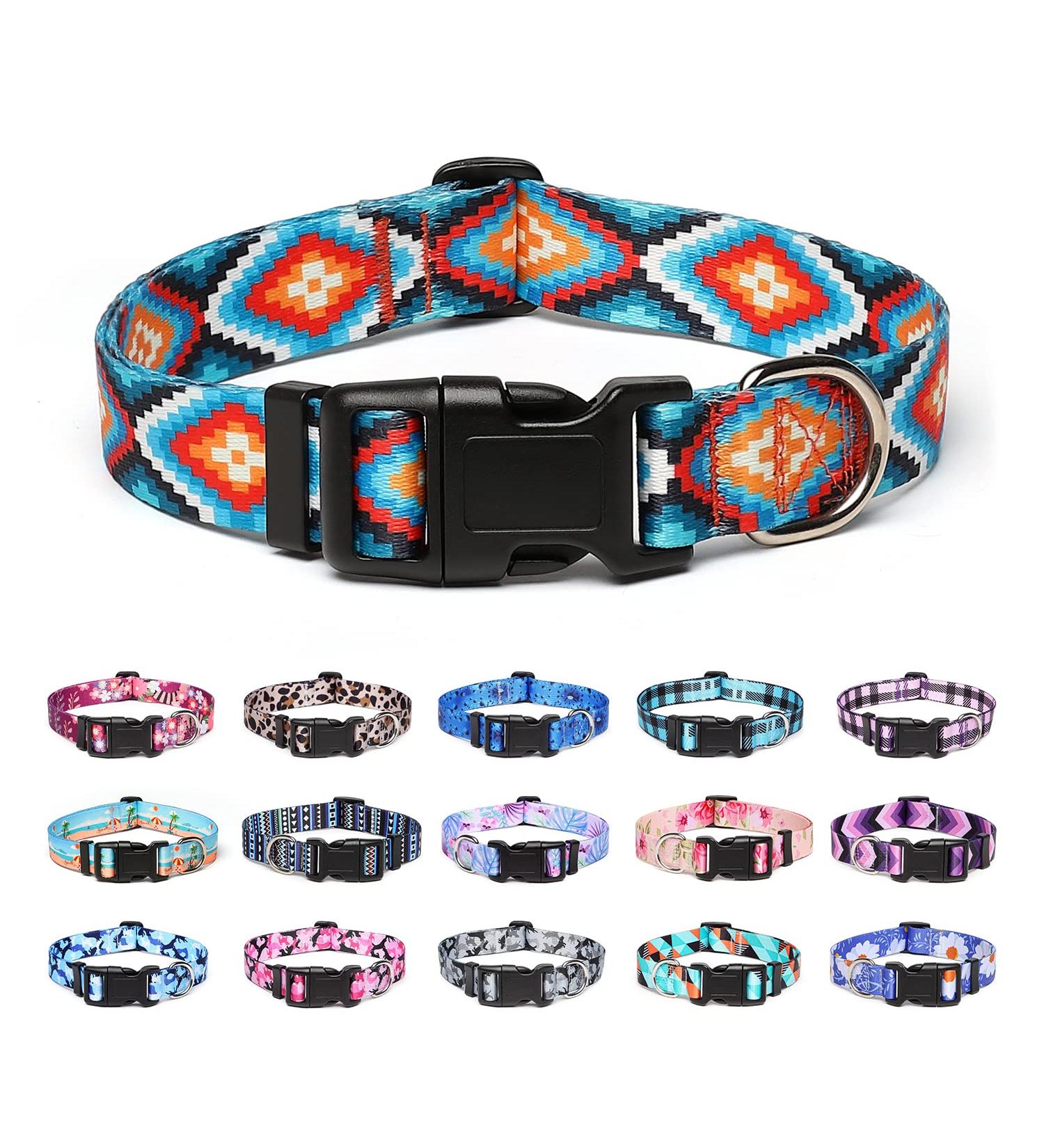 Suredoo Adjustable Dog Collar - Soft Nylon for Small & Medium Dogs (M Size 33-55 cm Neck) - Comfort & Style in New Geometry Design - Buy Online on GoSupps.com