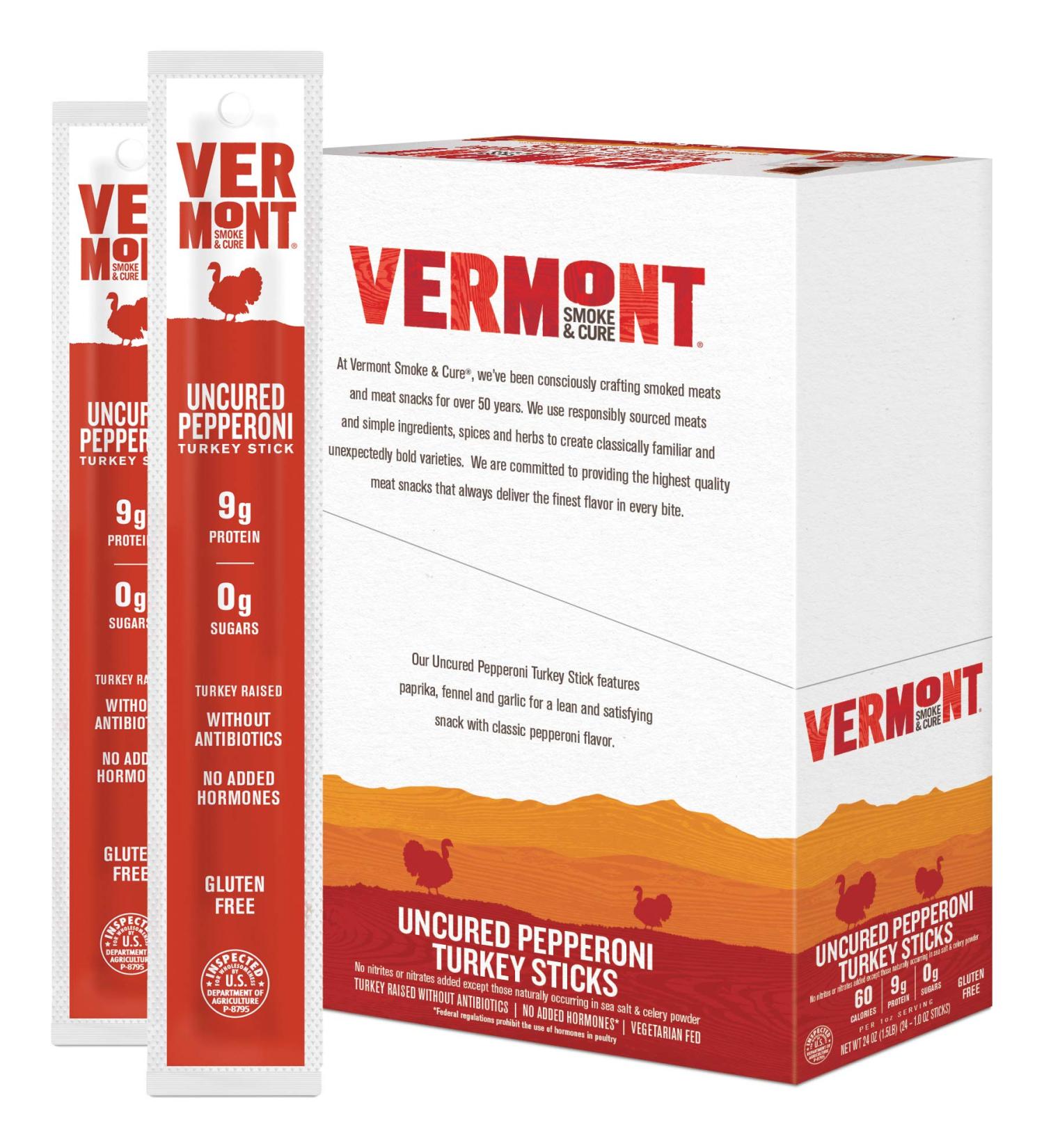 Vermont Smoke & Cure Jerky Sticks - Antibiotic-Free Turkey, Gluten-Free, Keto Snack, High Protein, Low Sugar - 24 Pack - Buy Online on GoSupps.com