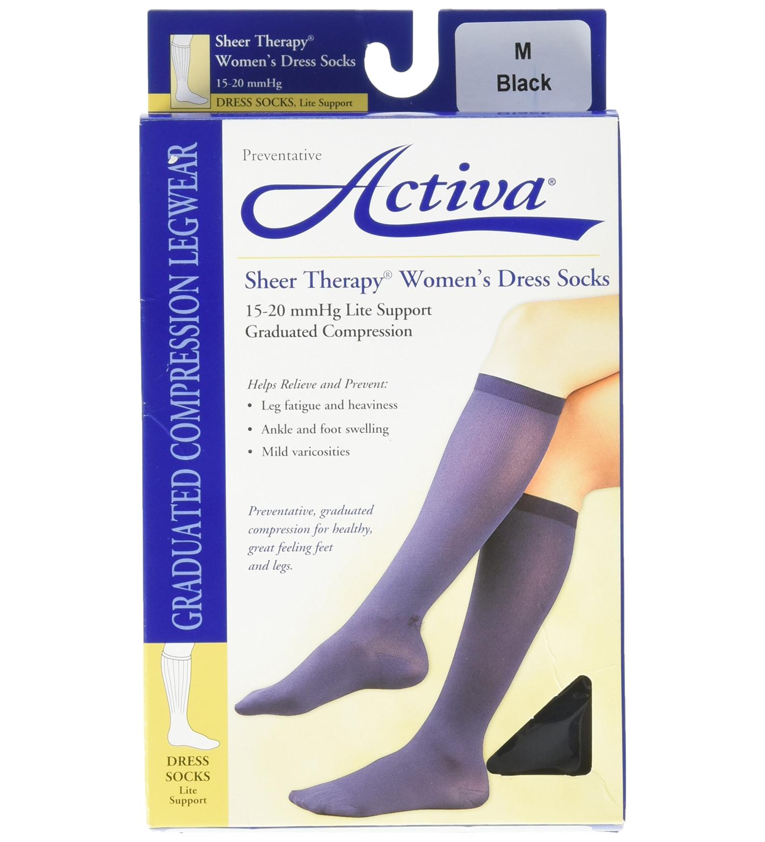 Activa Sheer Therapy Women's Socks - Black, Medium | 15-20 mmHg Compression - Buy Online on GoSupps.com