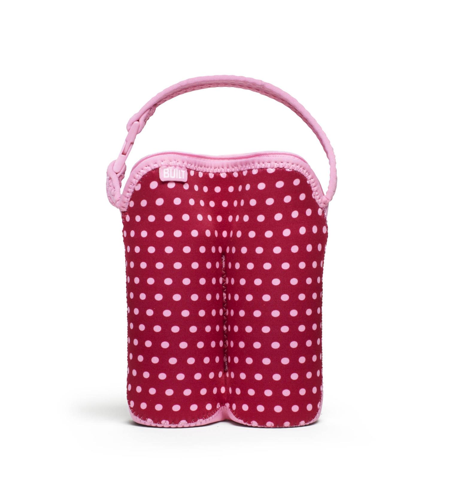 Built Bottle Buddy Two Bottle Tote  in Baby Pink Mini Dots