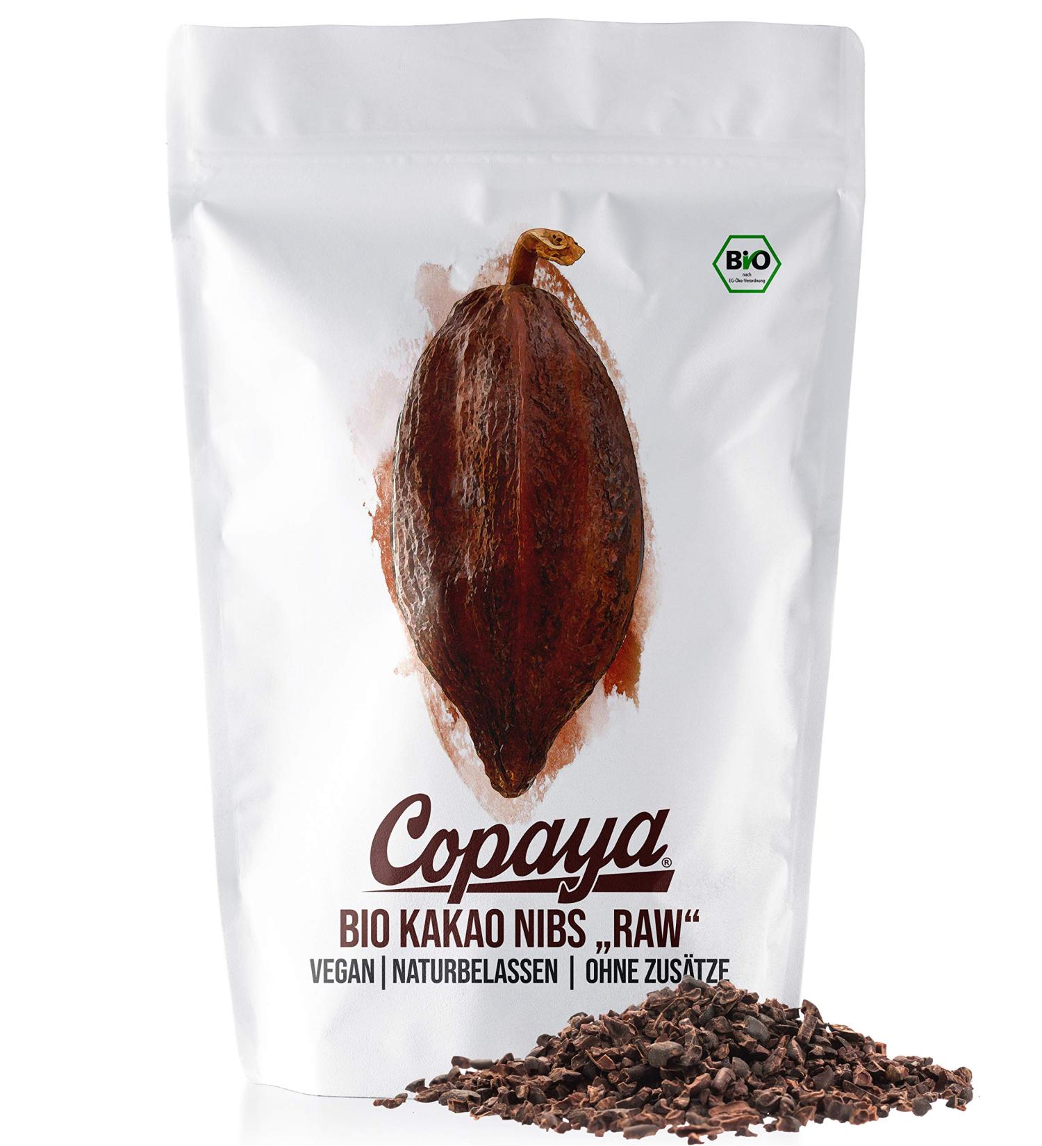  Copaya Copaya Raw Organic Cacao Nibs Additive-Free Peruvian Cacao Beans Premium Quality Controlled Beans Unroasted and Unsweetened 250g Trial Pack - Buy Online on GoSupps.com