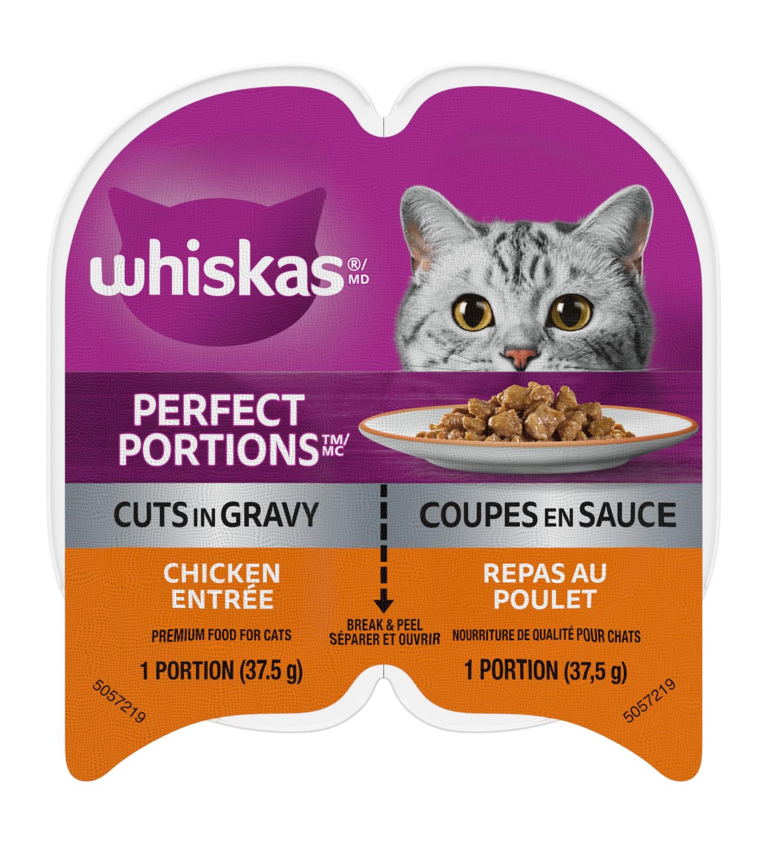WHISKAS Perfect Portions Wet Cat Food Cuts in Gravy - Chicken - 75g (24 Pack) Cuts in Gravy Chicken 75 g (Pack of 24) - Buy Online on GoSupps.com