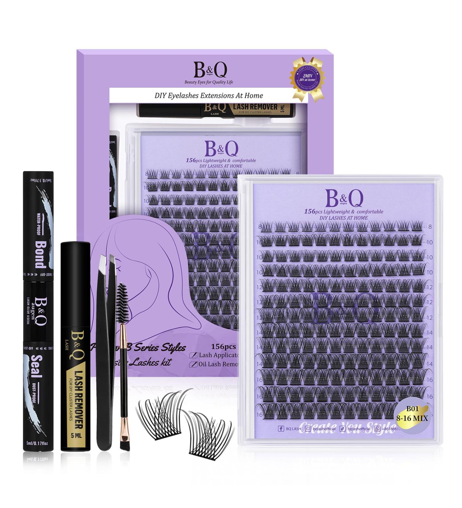 Premium 156 PCS Lash Extension Set - Individual Eyelashes Adhesive Mascara Brush & Applicators for DIY Extensions (B01 Kit) - Buy Online on GoSupps.com