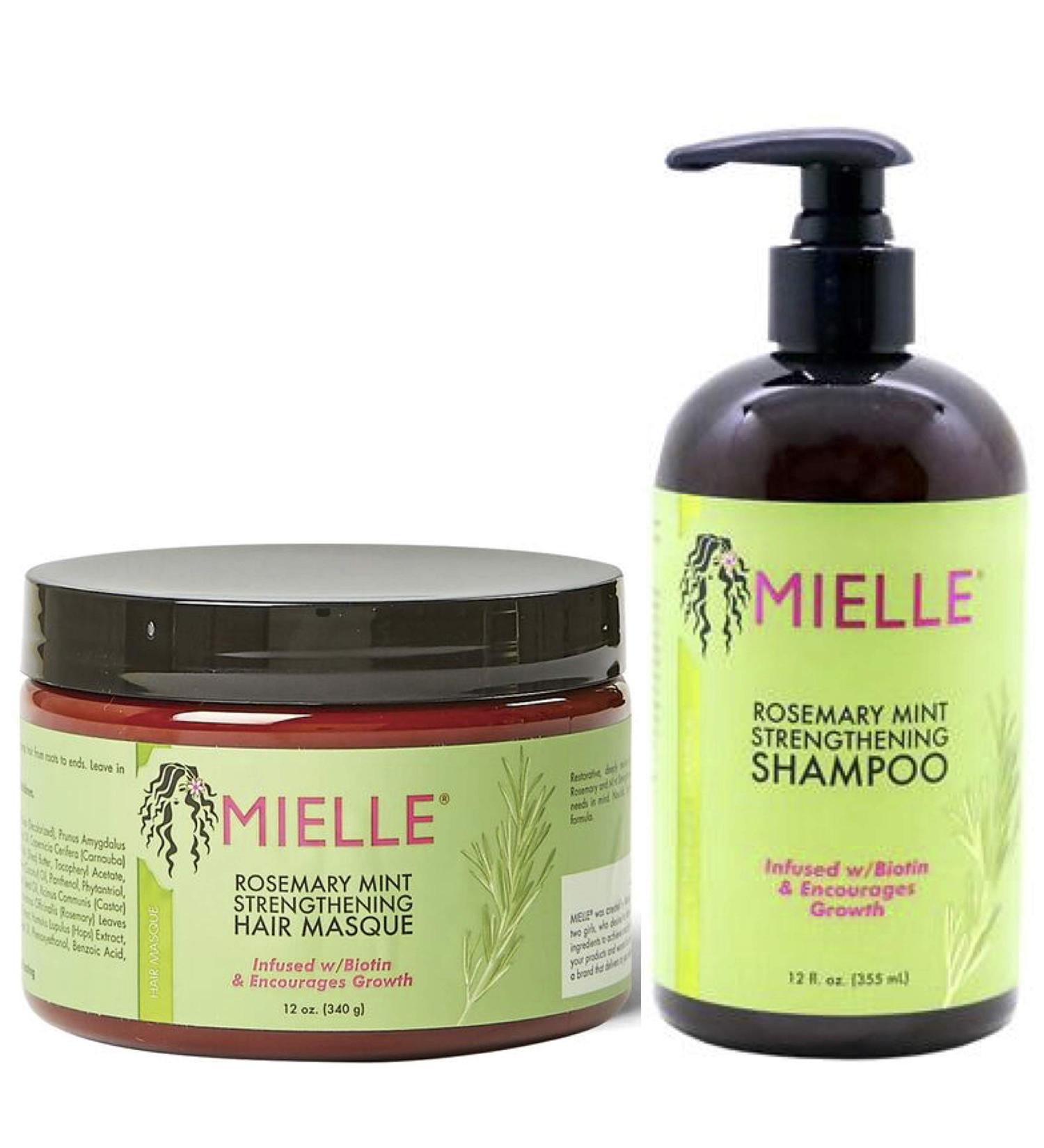 Strengthening hair mask with rosemary and strengthening shampoo with rosemary from Mielle Organics - Buy Online on GoSupps.com