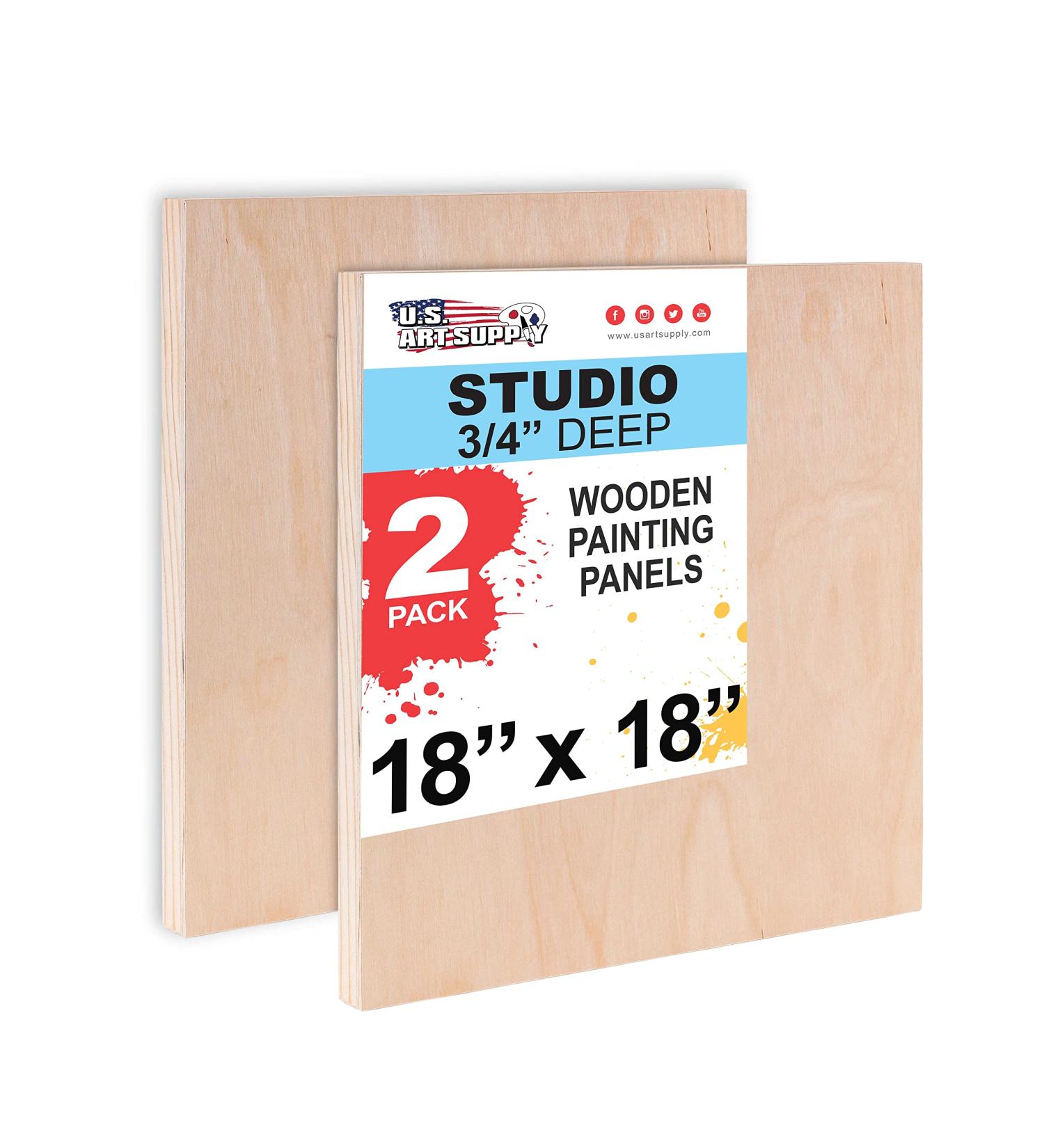 U.S. Art Supply 18x18 Birch Wood Paint Pouring Panel Boards Studio 3/4 Deep Cradle (Pack of 2) - Artist Wooden Wall Canvases - Buy Online on GoSupps.com