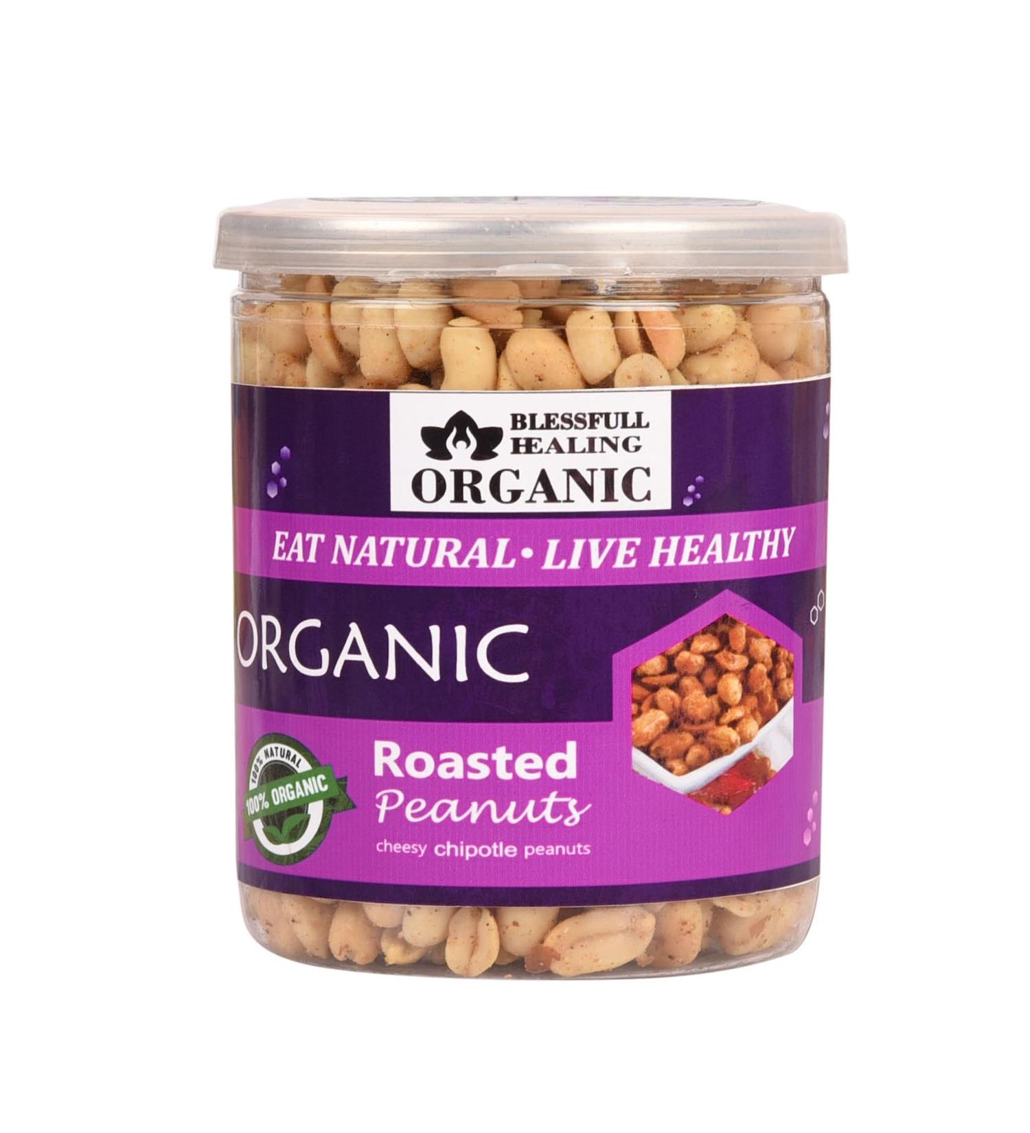Blessfull Healing Organic Natural Vegan Cheesy Jalapeno Roasted Peanuts Crunchy Healthy Snacks 300 Gram - Buy Online on GoSupps.com