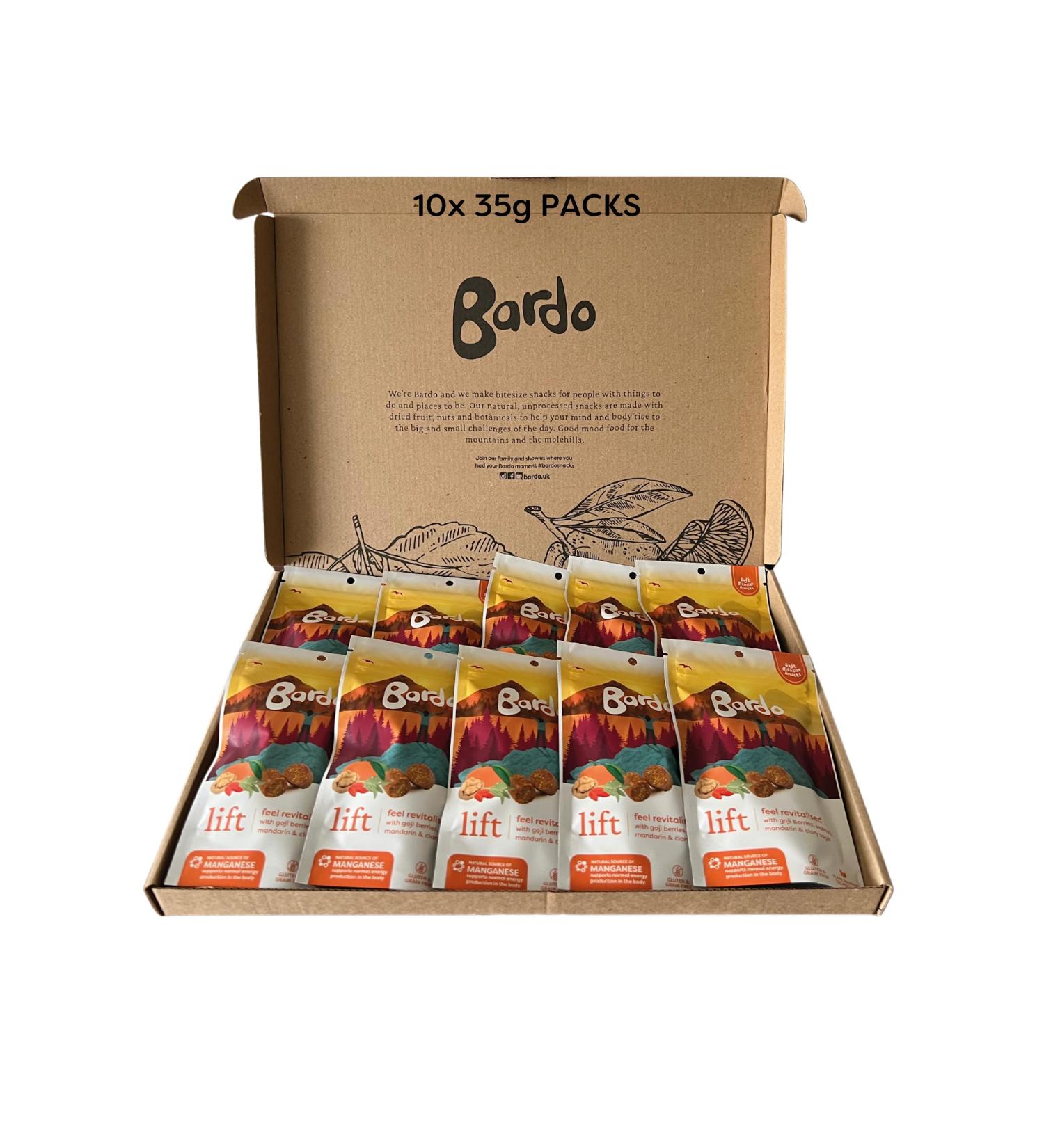 Bardo Lift Botanicals - 100% Natural Unprocessed Healthy Snack - Low Calorie - Vegan Plant Protein - Gluten & Grain Free - No Added Sugar or Sweeteners - High Fibre - Nourish Awards Winner (10 pack) - Buy Online on GoSupps.com