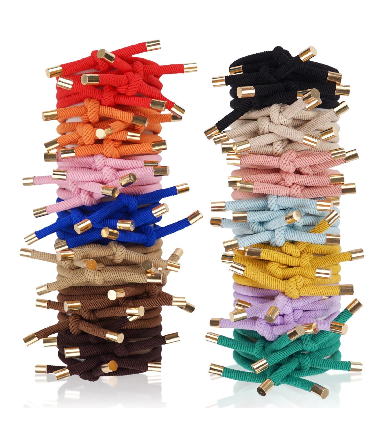 56-Piece Knotted Hair Ties - Ponytail Holders for Women & Girls in 14 Colors - Buy Online on GoSupps.com