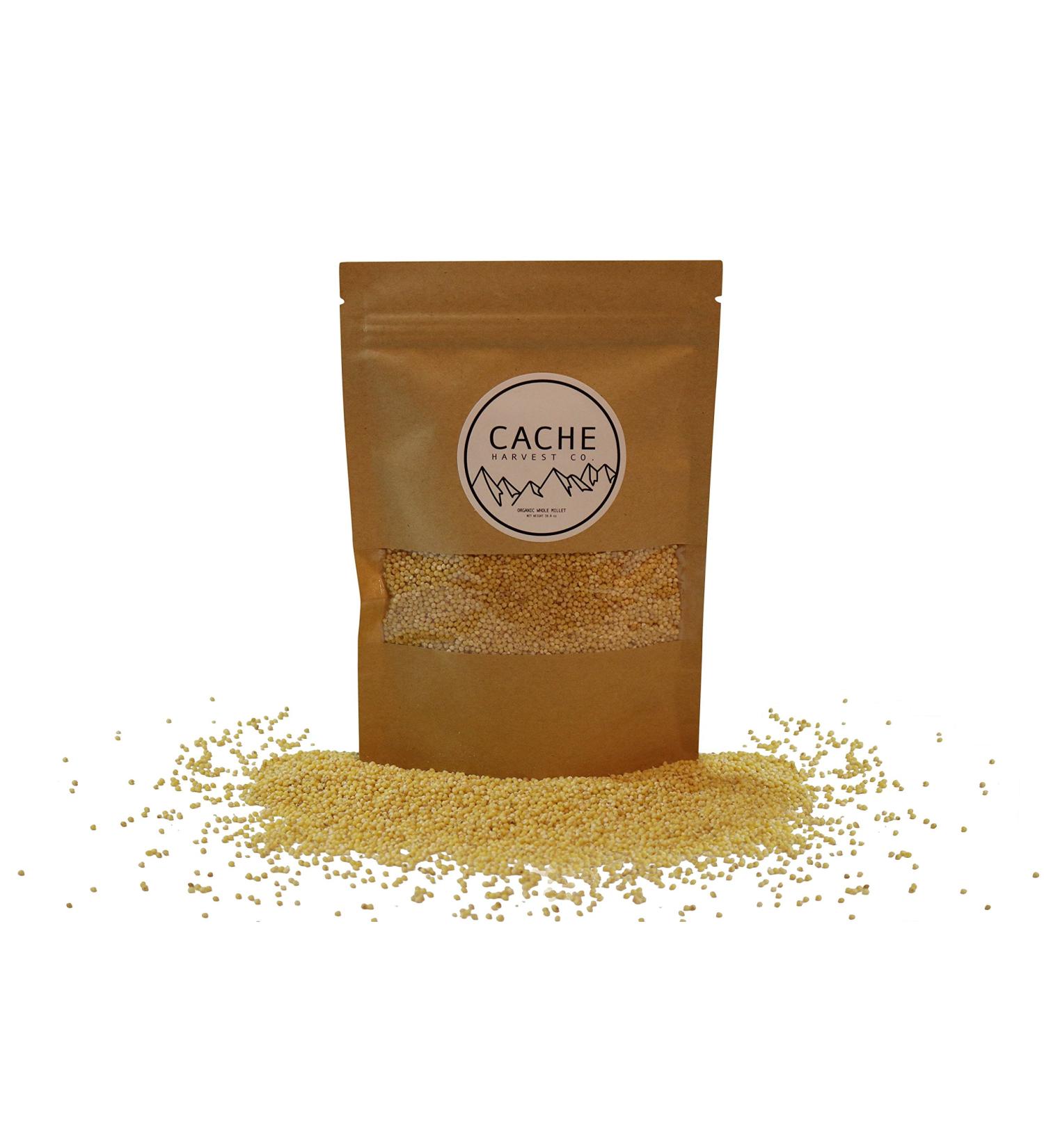 Cache Harvest Co. Premium Organic Whole Millet - Non-GMO & Gluten-Free | Grown in the Rocky Mountains | Non-Irradiated | Resealable Package | 16oz - Buy Online on GoSupps.com