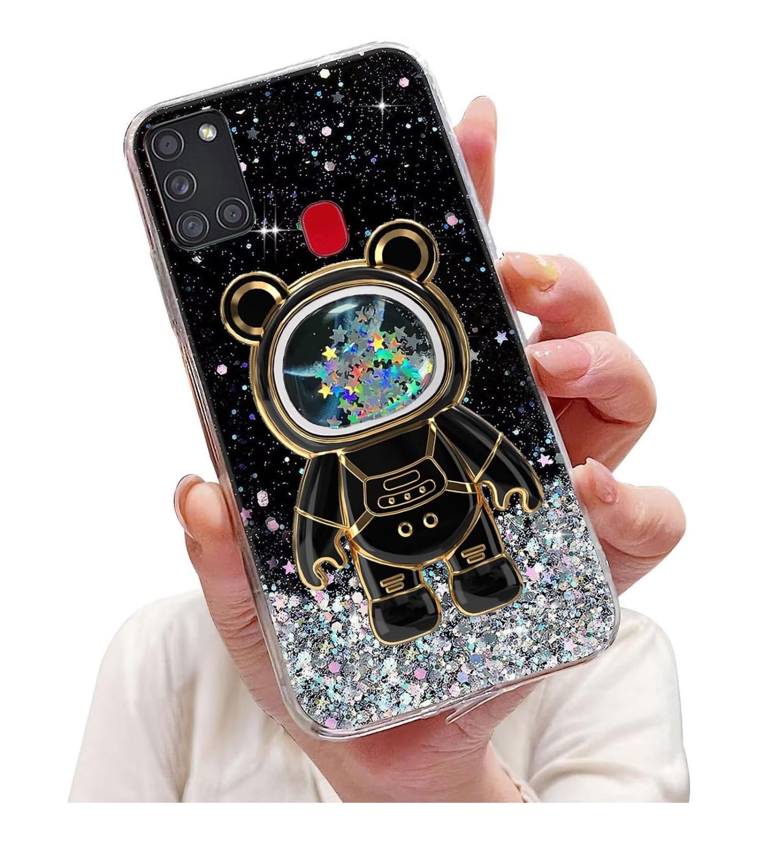 Tivenfezk Nadoli Samsung Galaxy A21S Case - Glitter Astronaut Stand Shell Soft Silicone Protective Cover Transparent Bling Design - Buy Online on GoSupps.com