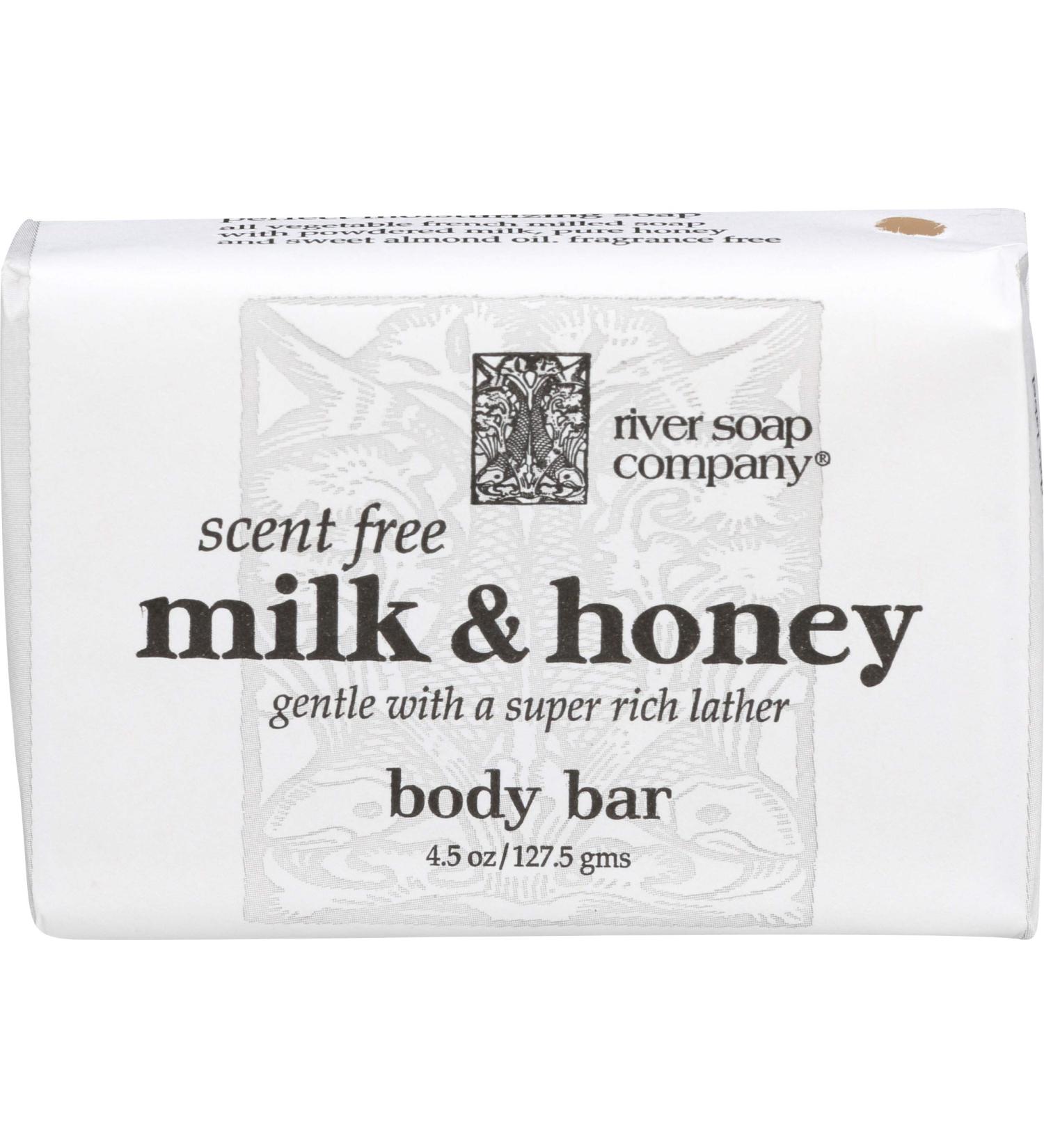 River Soap Co. Milk & Honey Complexion Bar 4.5 oz - Large Wrap Bar Soap - Buy Online on GoSupps.com