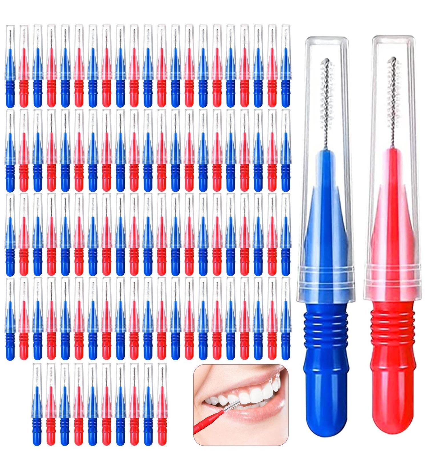 Buy 100 Piece Acrasse Interdental Brushes - Dental Hygiene Tools in Red & Blue for Optimal Tooth Cleaning - Buy Online on GoSupps.com