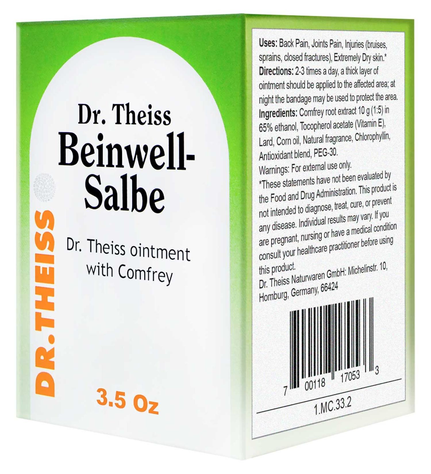 Dr. Theiss Beinwell Salbe Ointment with Comfrey and Vitamin E 100g/3.5oz - Buy Online on GoSupps.com