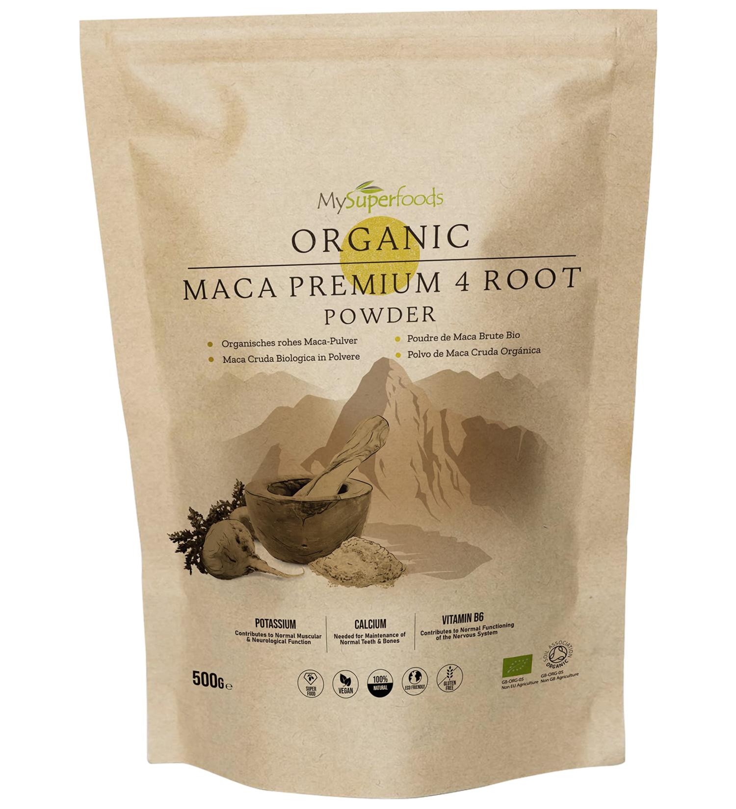 Organic Maca Premium 4 Root Powder 500g - Superfoods 500g (Pack of 1) - Buy Online on GoSupps.com