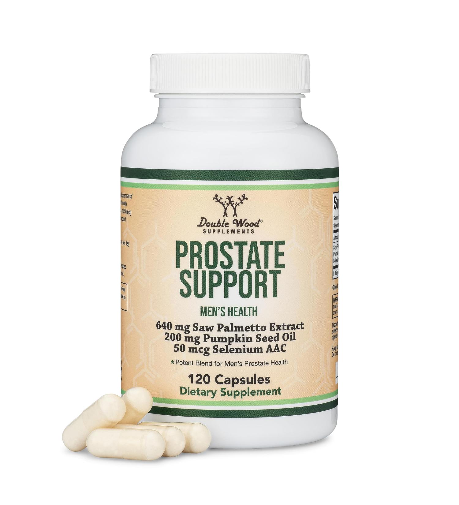 Prostate Support Supplement for Men's Health (120 Capsules) One Serving per Day for 30 Days Supports Prostate Function and Urinary Control (Saw Palmetto Pumpkin Seed Oil Selenium) by Double Wood - Buy Online on GoSupps.com