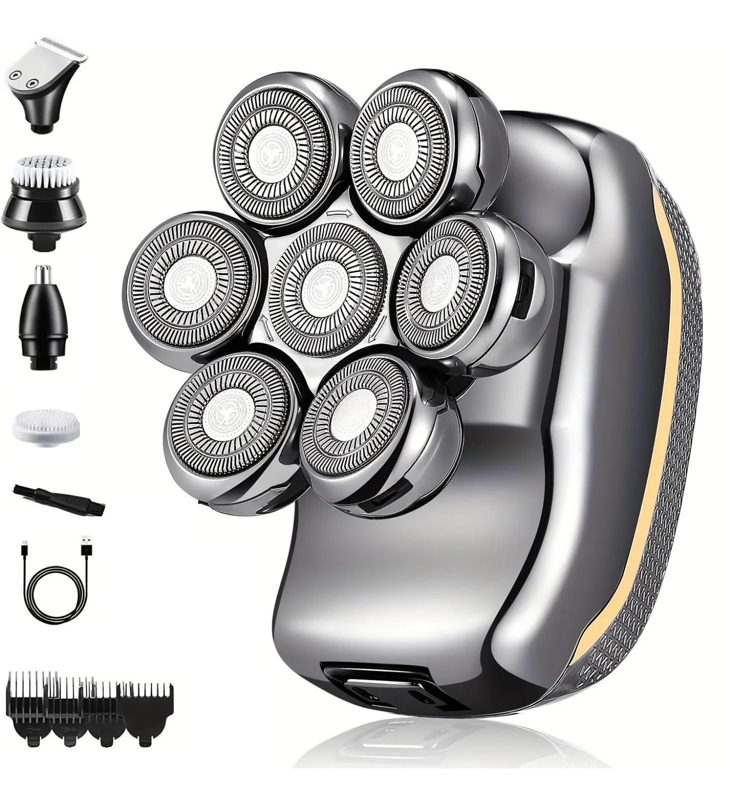 6 in 1 Men's Electric Head Shaver & Razor - Rechargeable Cordless Waterproof Bald Man Trimmer for Wet & Dry Use - Buy Online on GoSupps.com