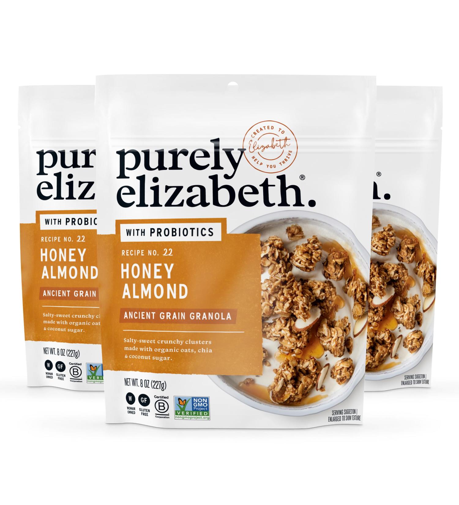 Purely Elizabeth Honey Almond Granola Grain Ancient with Probiotics Gluten Free (3 Ct 8oz Bags) - Buy Online on GoSupps.com