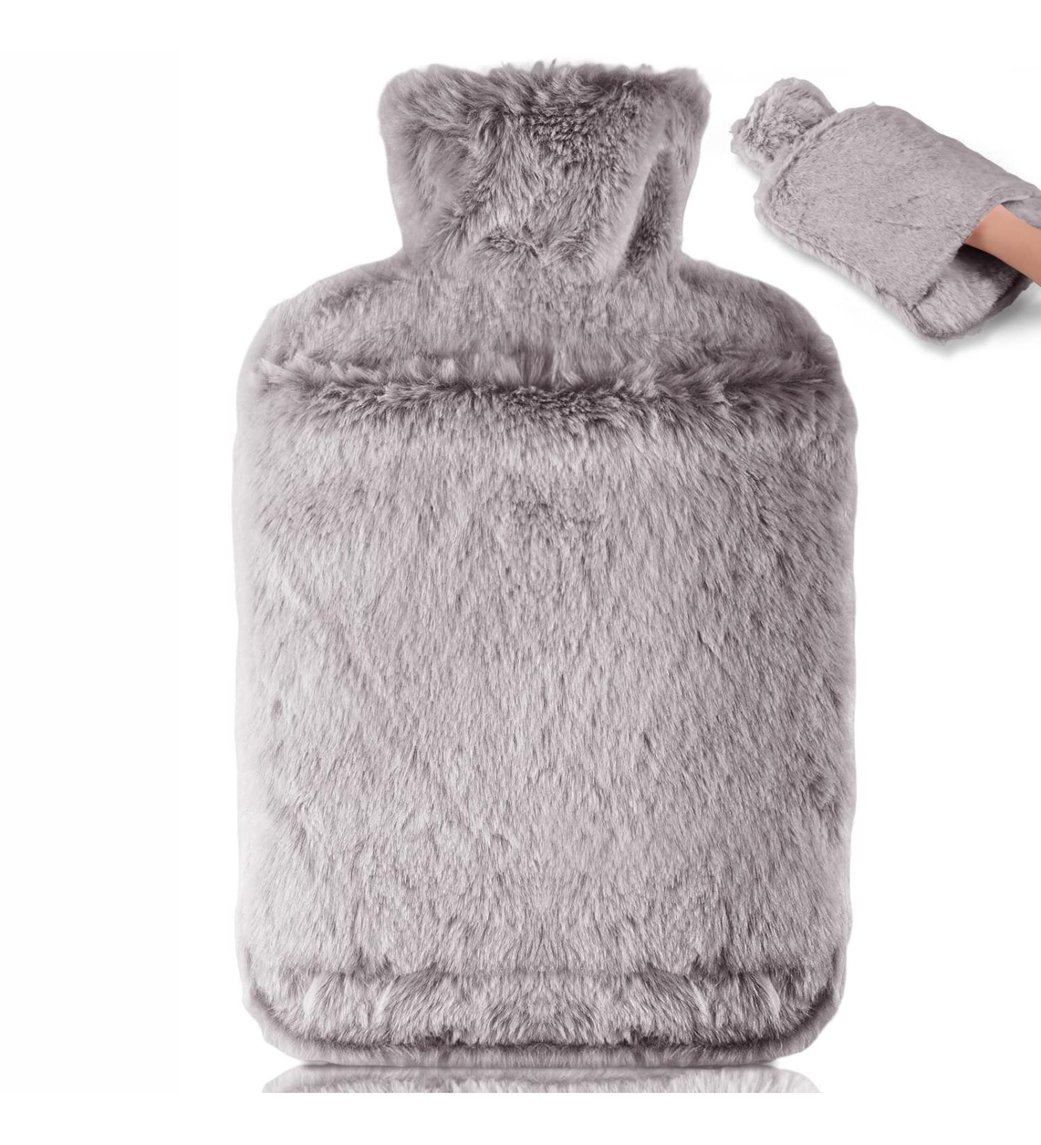 BOLEi 2L Hot Water Bottle with Luxury Faux Fur Cover - Leakproof & Large | Ideal for Pain Relief & Warmth | Brown - Buy Online on GoSupps.com