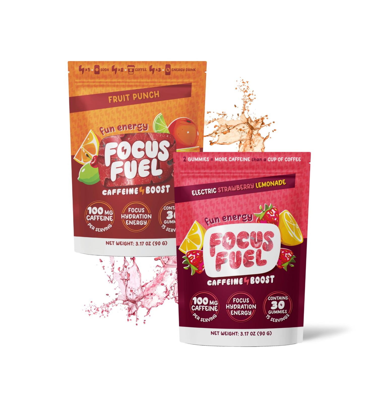FocusFuel Energy Chews Variety Pack Strawberry Lemonade & Fruit Punch (2-Pack 30 Servings Total) 100mg Natural Caffeine + Nootropics Juicy Energy No Crash - Buy Online on GoSupps.com