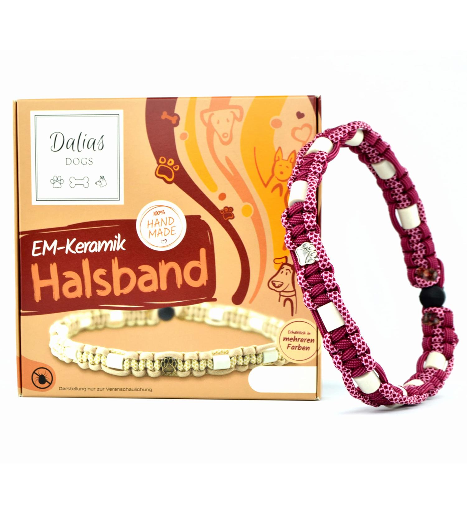 Custom EM Ceramic Collar for Dogs & Cats - Handmade US Paracord 31-40 cm - Raspberry Color - Buy Online on GoSupps.com