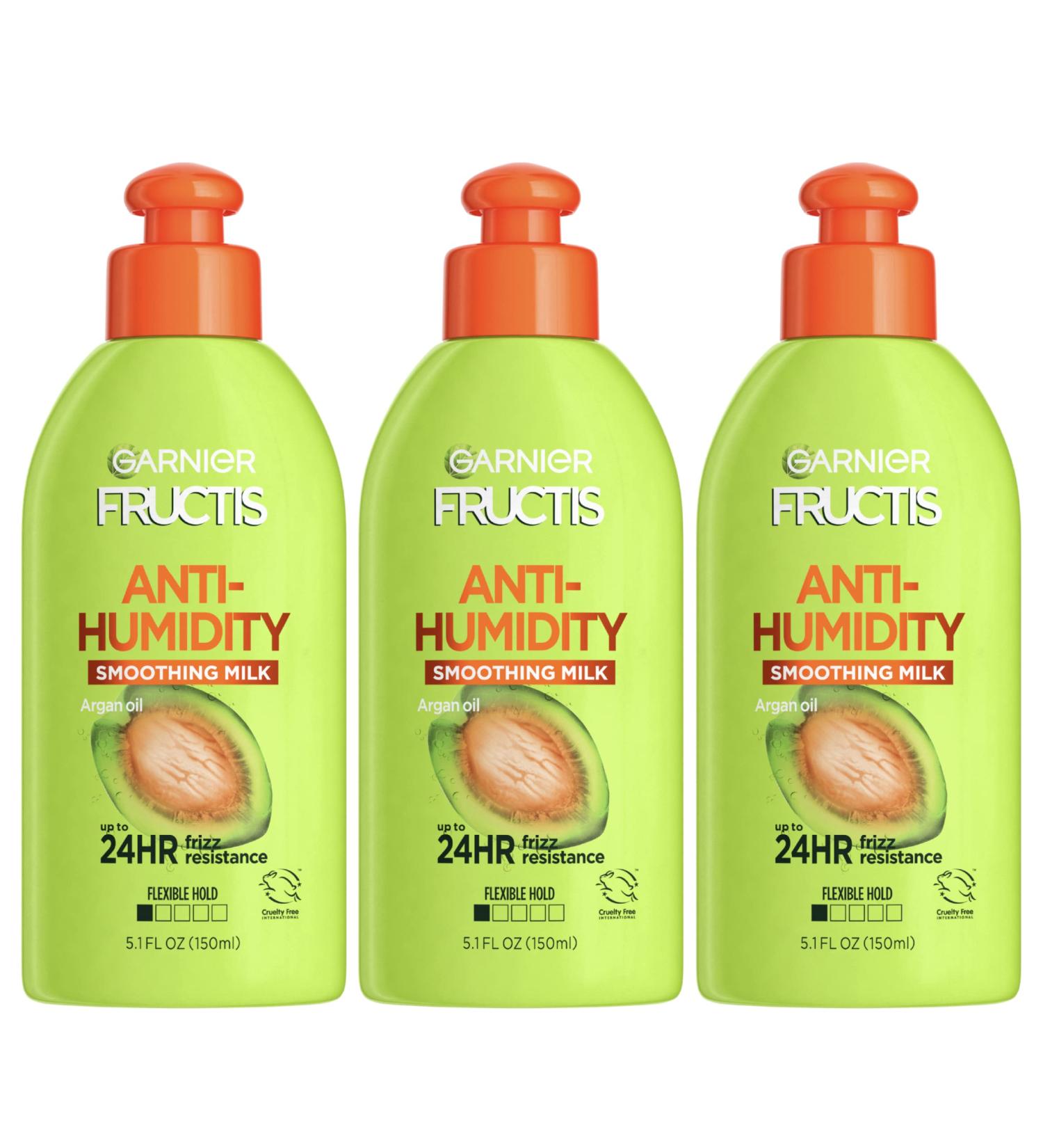 Garnier Fructis Anti-Humidity Smoothing Milk 5.2oz 3-Pack for Frizzy Hair - Sleek Results - Buy Online on GoSupps.com
