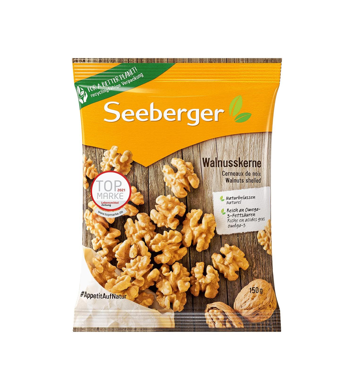Seeberger Walnut Kernels 10 Pack - Shelled Walnuts Rich in Omega-3 - Healthy Vegan Snack - 150g Each - No Additives - Buy Online on GoSupps.com